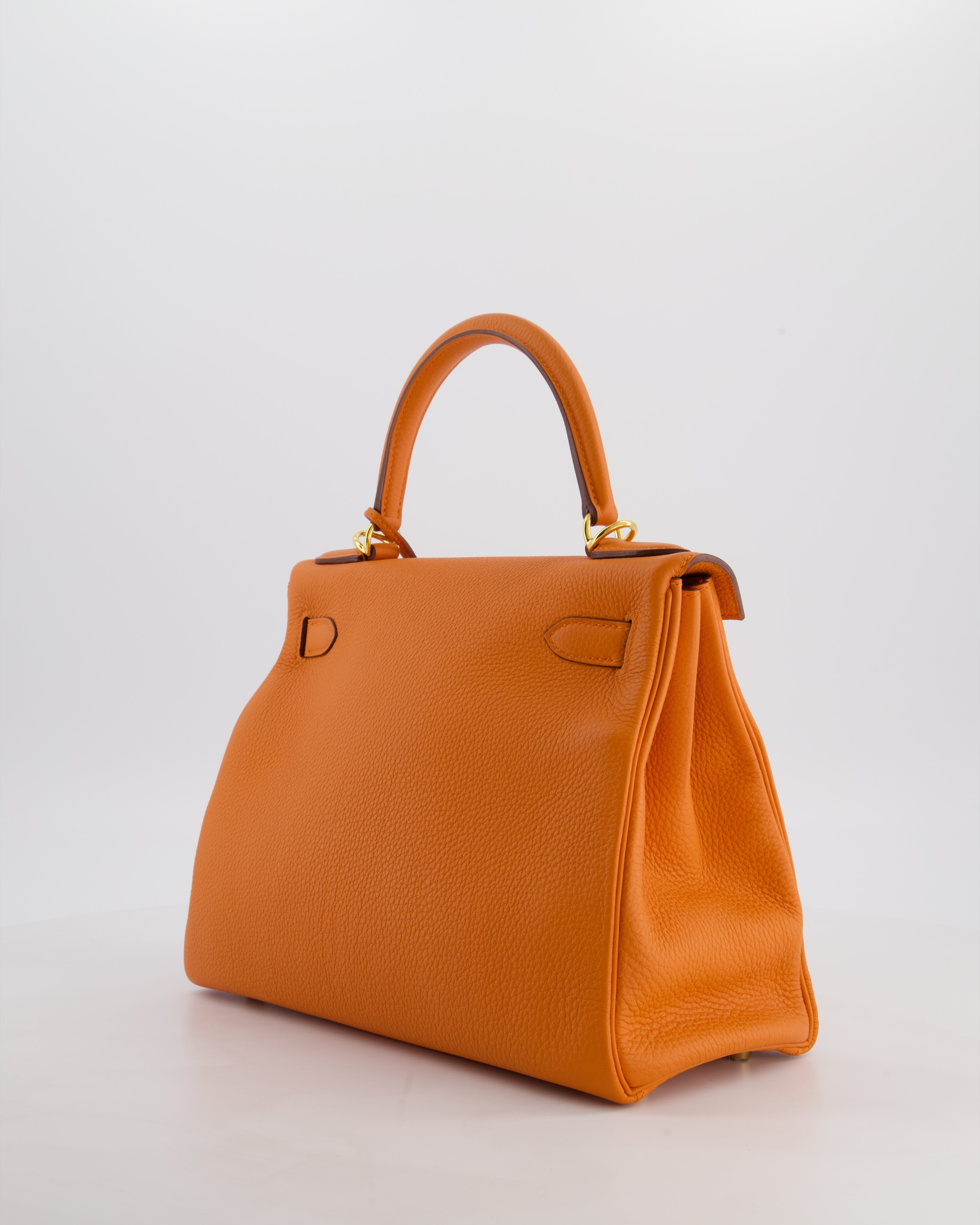 *FIRE PRICE* Hermès Kelly Bag 28 Retourne in Orange Togo Leather with Gold Hardware
