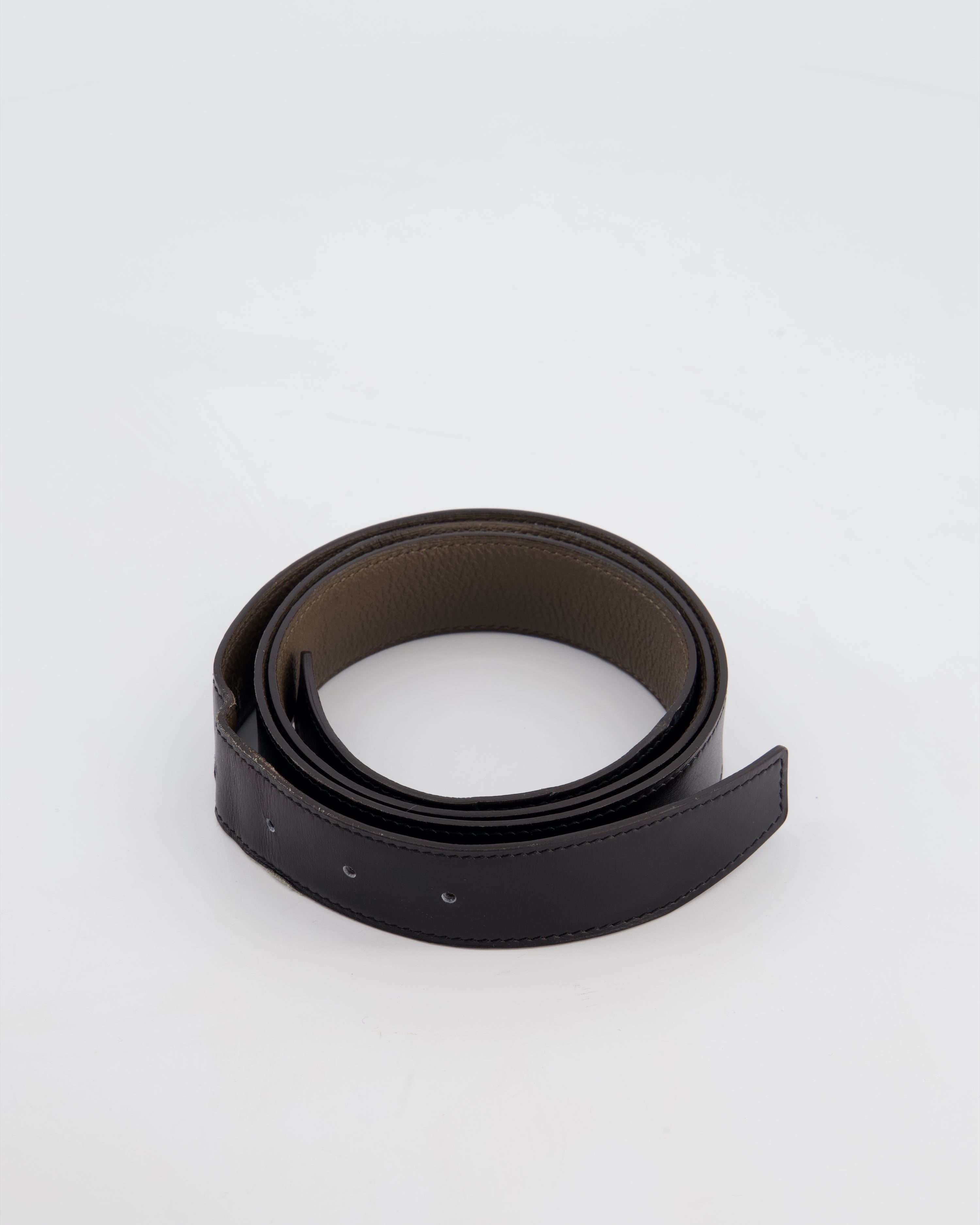 Hermès Double Sided Belt in Black and Etoupe 120cm