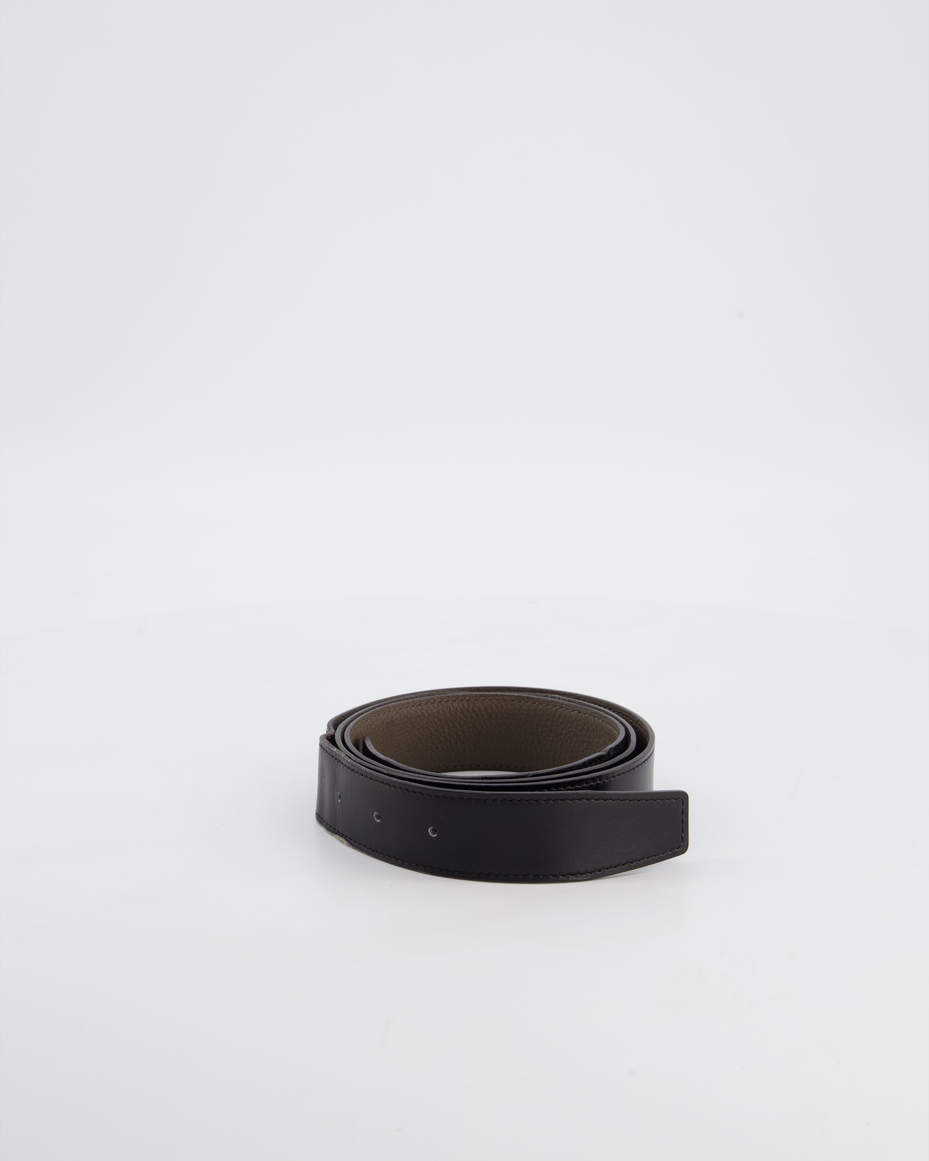 Hermès Double Sided Belt in Black and Etoupe 120cm