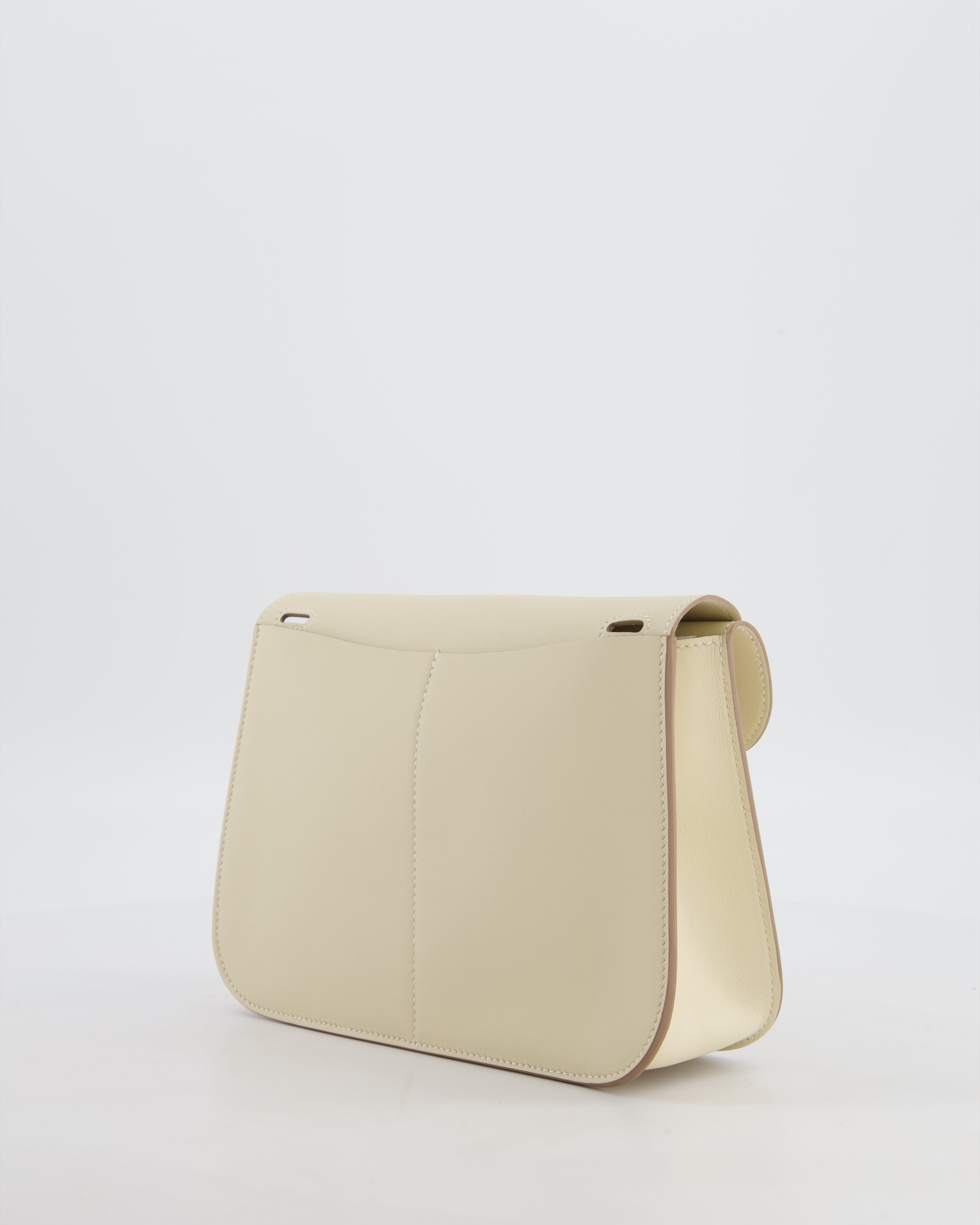 *NEW SIZE* Hermès Mini Halzan Bag in Craie Swift Leather with Gold Hardware
