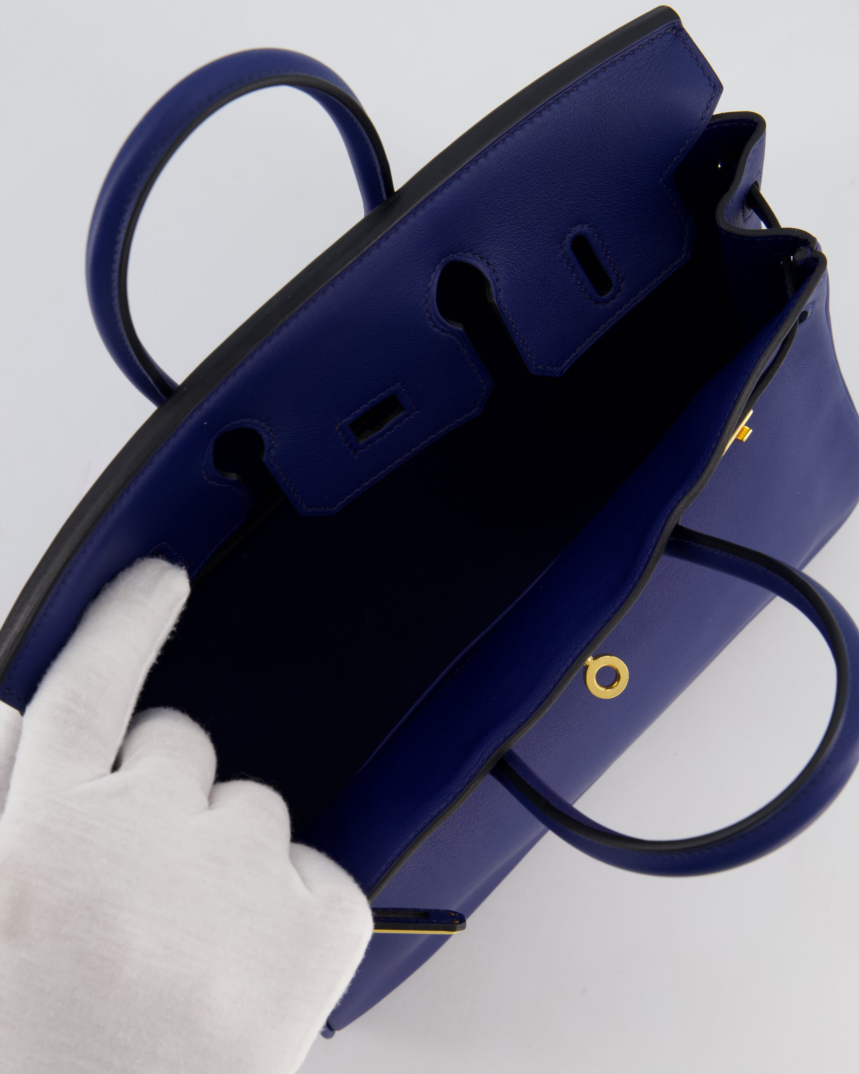 Hermès Birkin 25 Retourne Bag in Bleu Saphir Swift Leather with Gold Hardware