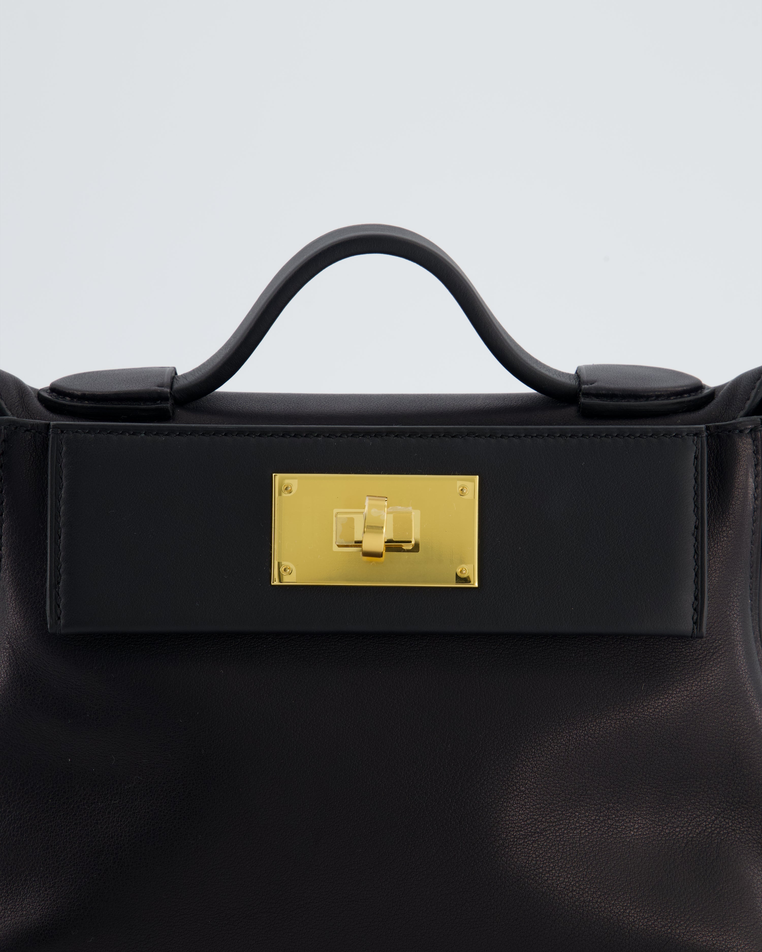 *RARE* Hermès 24/24 21 Bag in Noir Volupto and Noir Swift Leather with Gold Hardware