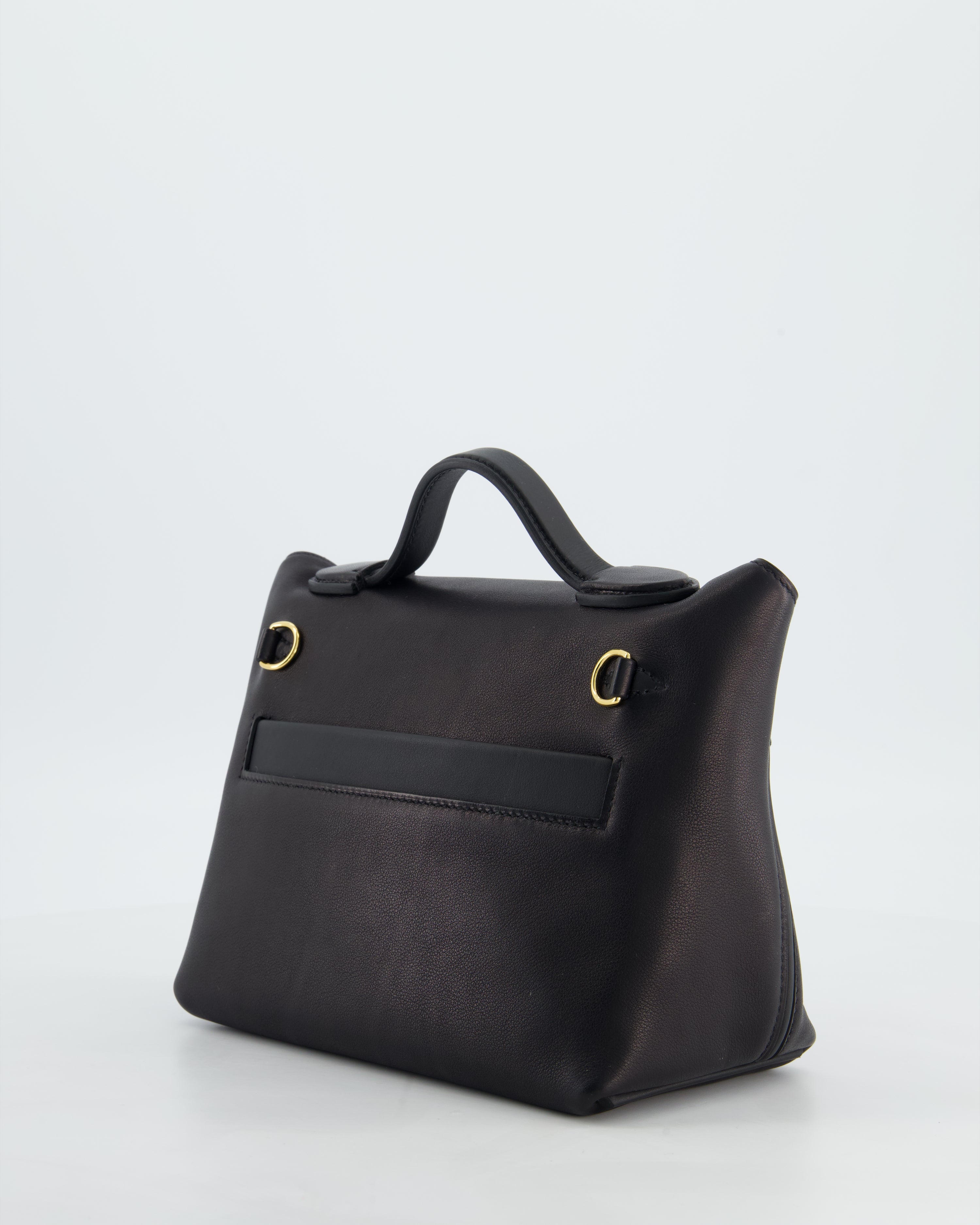 *RARE* Hermès 24/24 21 Bag in Noir Volupto and Noir Swift Leather with Gold Hardware