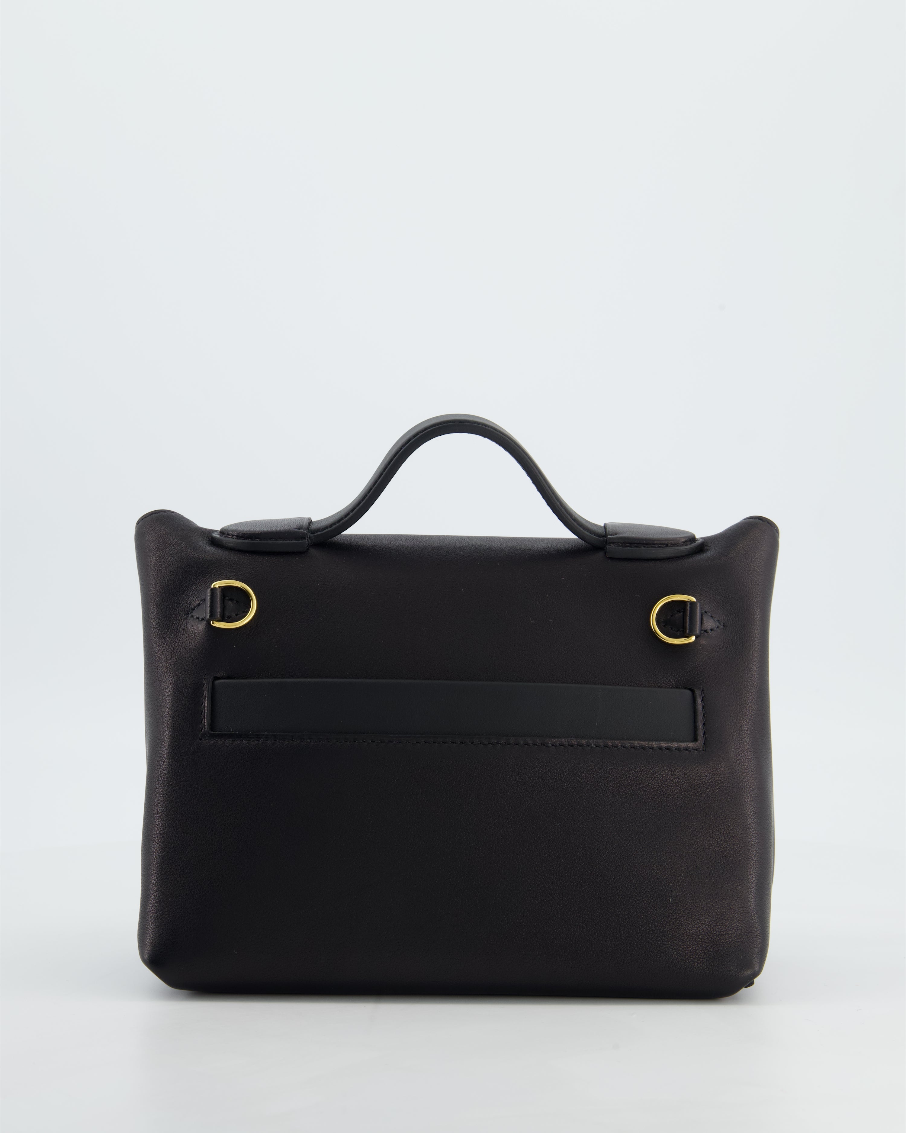 *RARE* Hermès 24/24 21 Bag in Noir Volupto and Noir Swift Leather with Gold Hardware