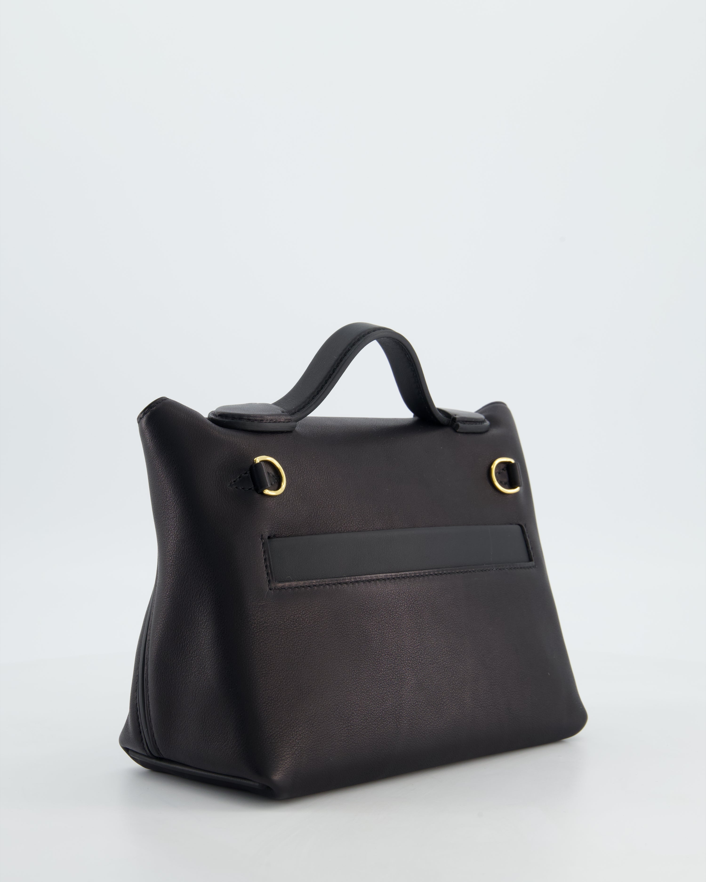 *RARE* Hermès 24/24 21 Bag in Noir Volupto and Noir Swift Leather with Gold Hardware
