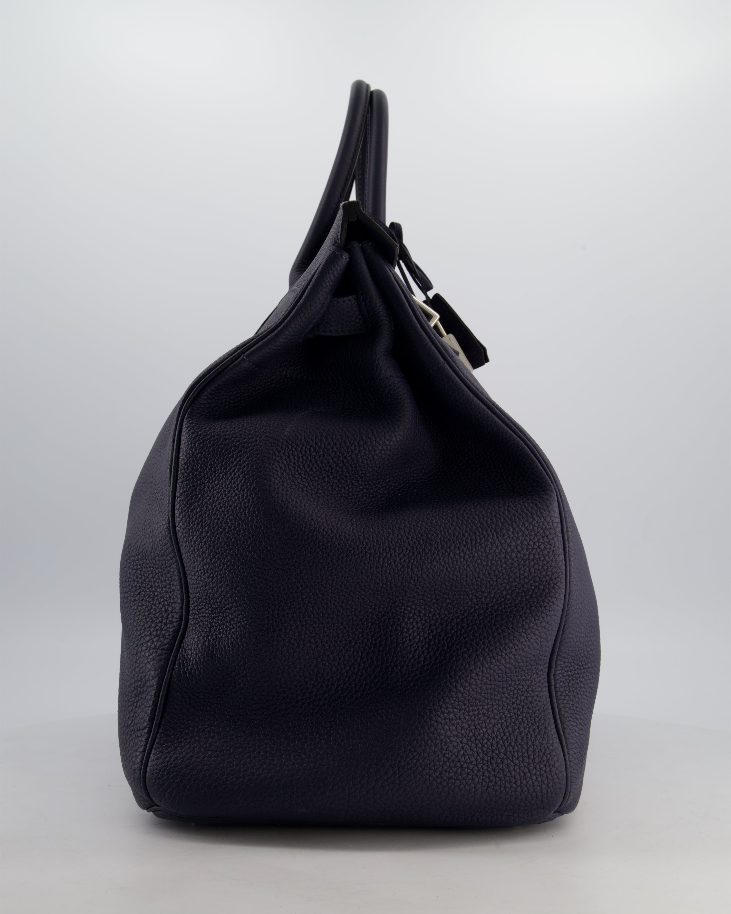 *RARE* Hermès HAC Bag 40 in Bleu Abysse Togo Leather With Palladium Hardware