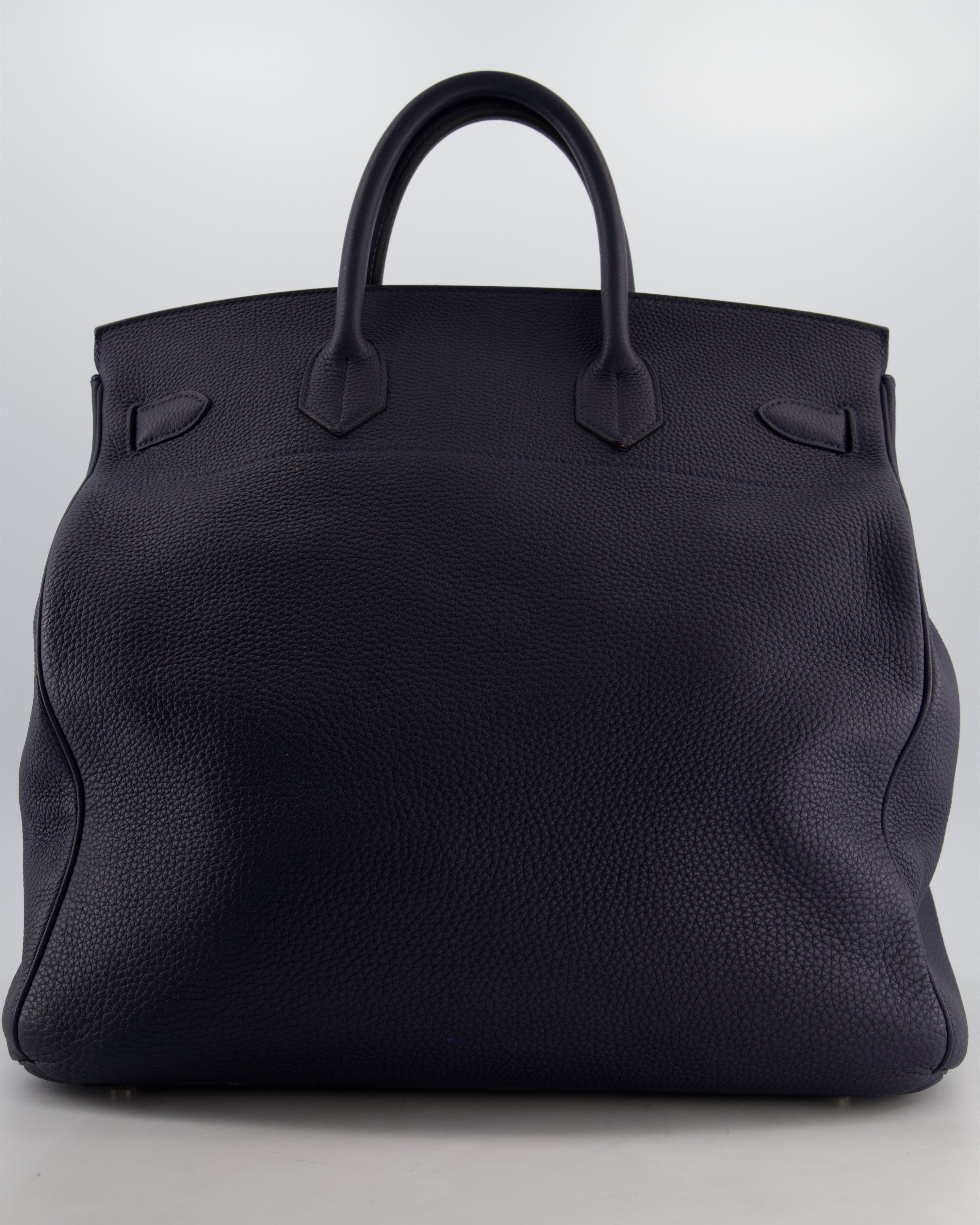 *RARE* Hermès HAC Bag 40 in Bleu Abysse Togo Leather With Palladium Hardware