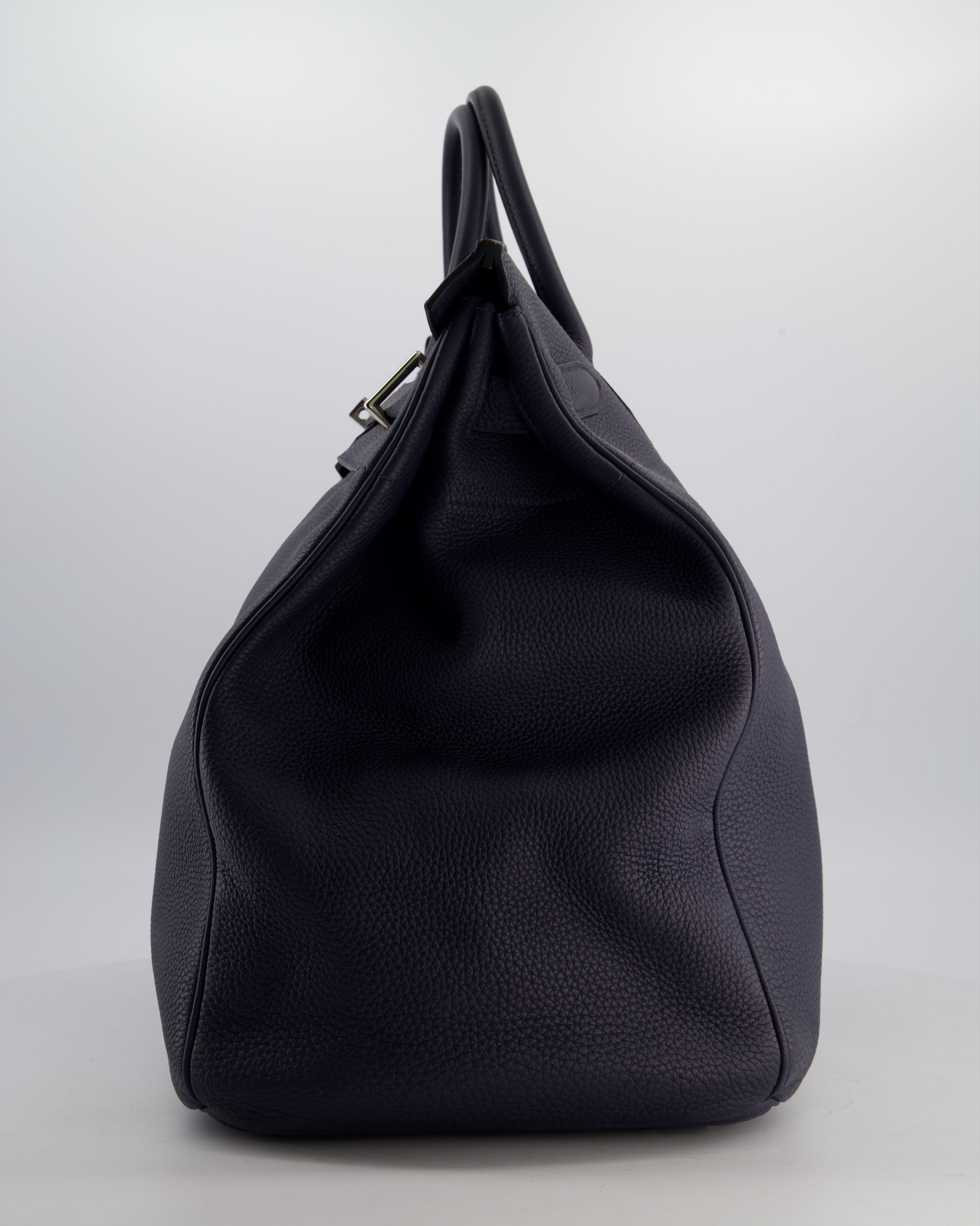*RARE* Hermès HAC Bag 40 in Bleu Abysse Togo Leather With Palladium Hardware