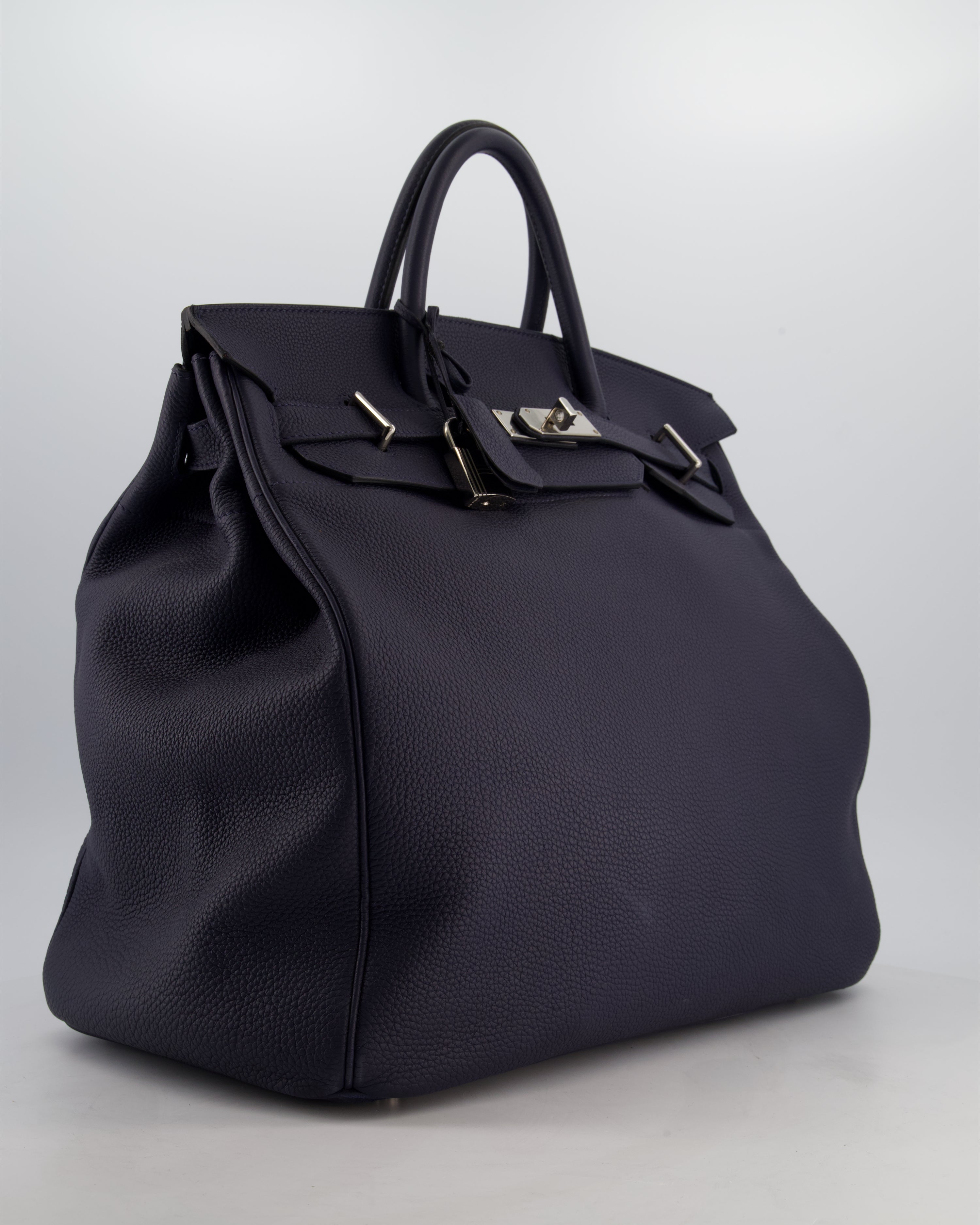 *RARE* Hermès HAC Bag 40 in Bleu Abysse Togo Leather With Palladium Hardware