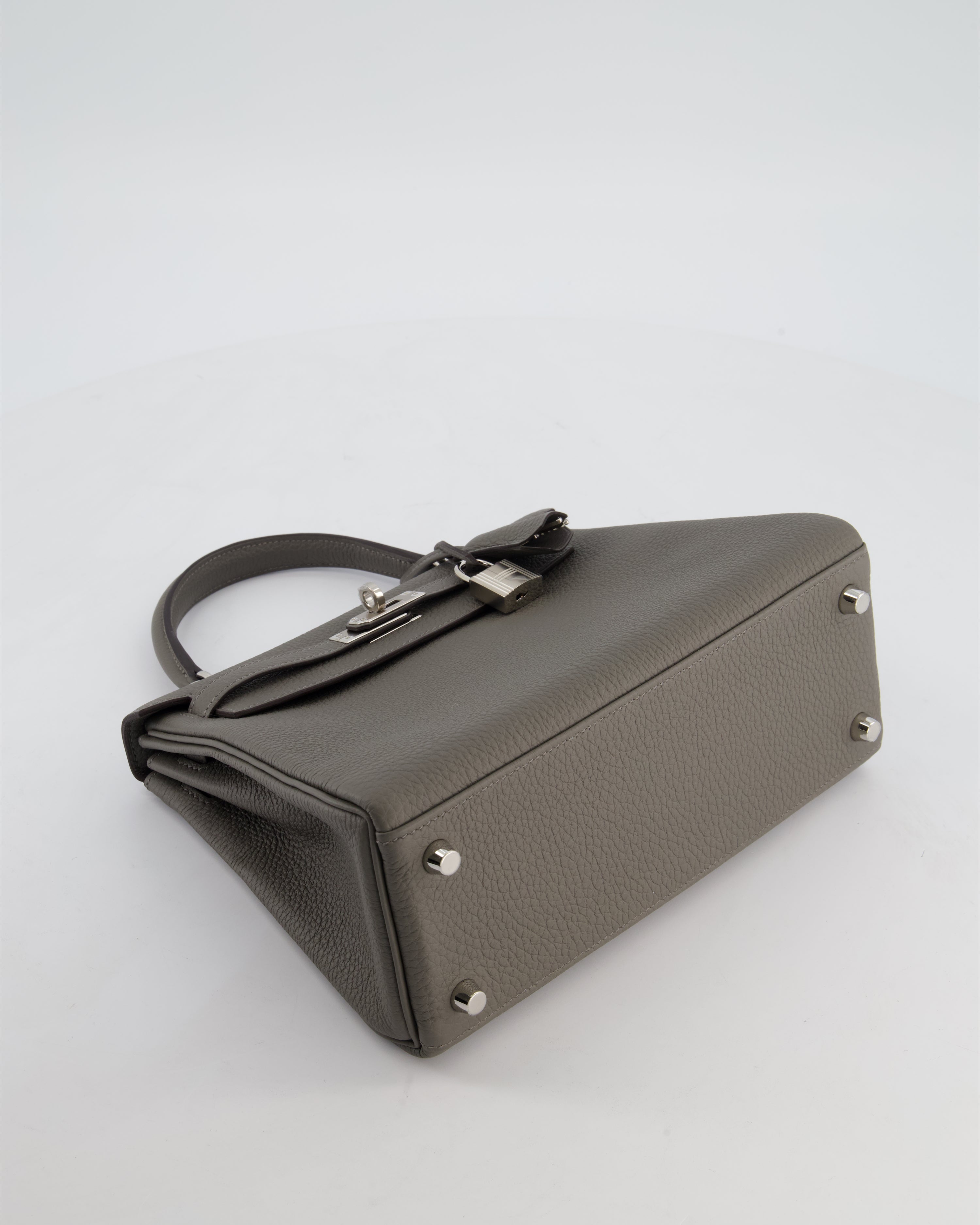 *HOT* Hermès Kelly 25 Rotourne Bag in Gris Meyer Togo Leather with Palladium Hardware