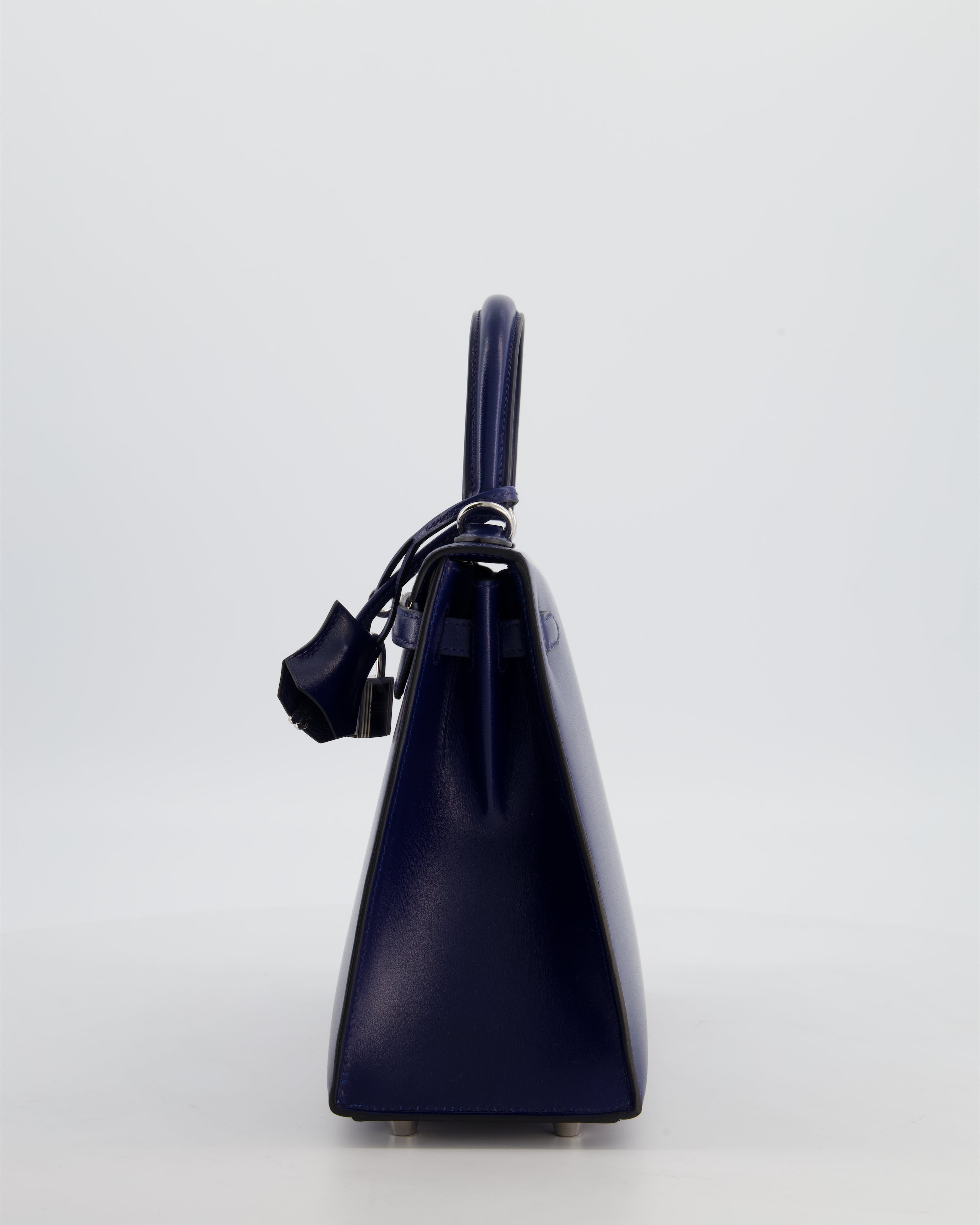 *RARE* Hermès Kelly 25 Sellier Bag in Bleu Saphir Box Leather with Palladium Hardware