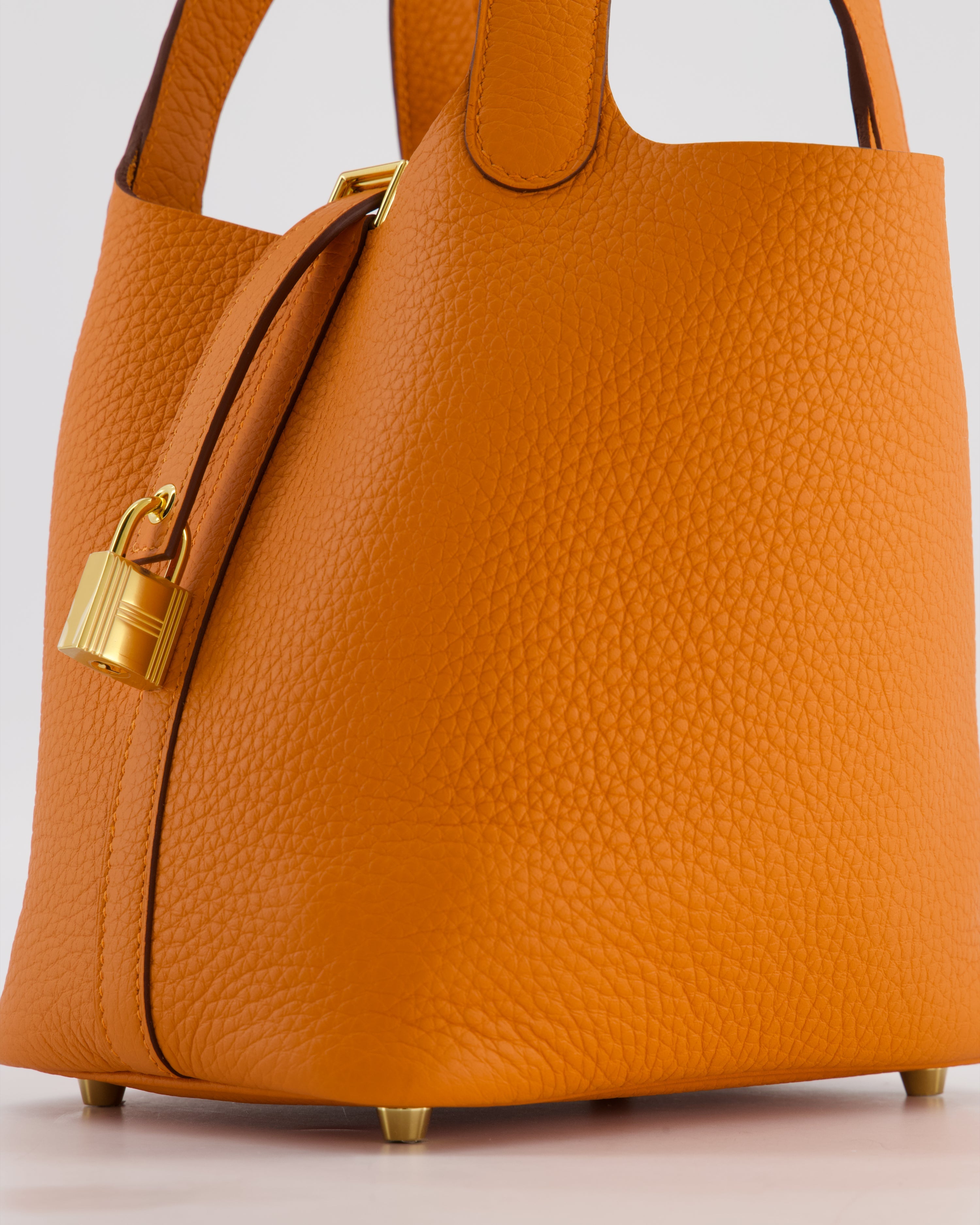 *HOT & RARE* Hermès Picotin Lock 18 Bag in Orange H Taurillon Clemence Leather with Gold Hardware