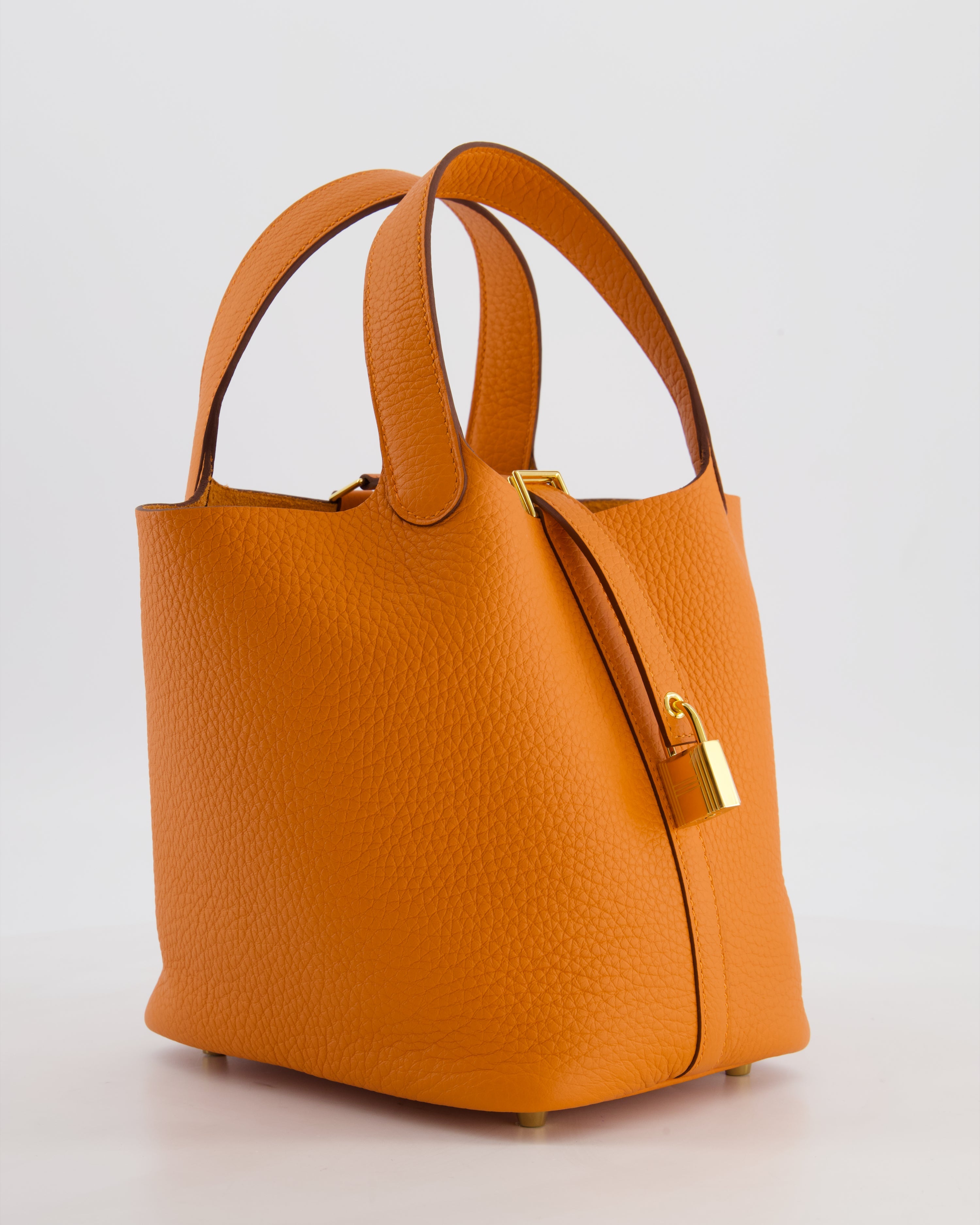 *HOT & RARE* Hermès Picotin Lock 18 Bag in Orange H Taurillon Clemence Leather with Gold Hardware