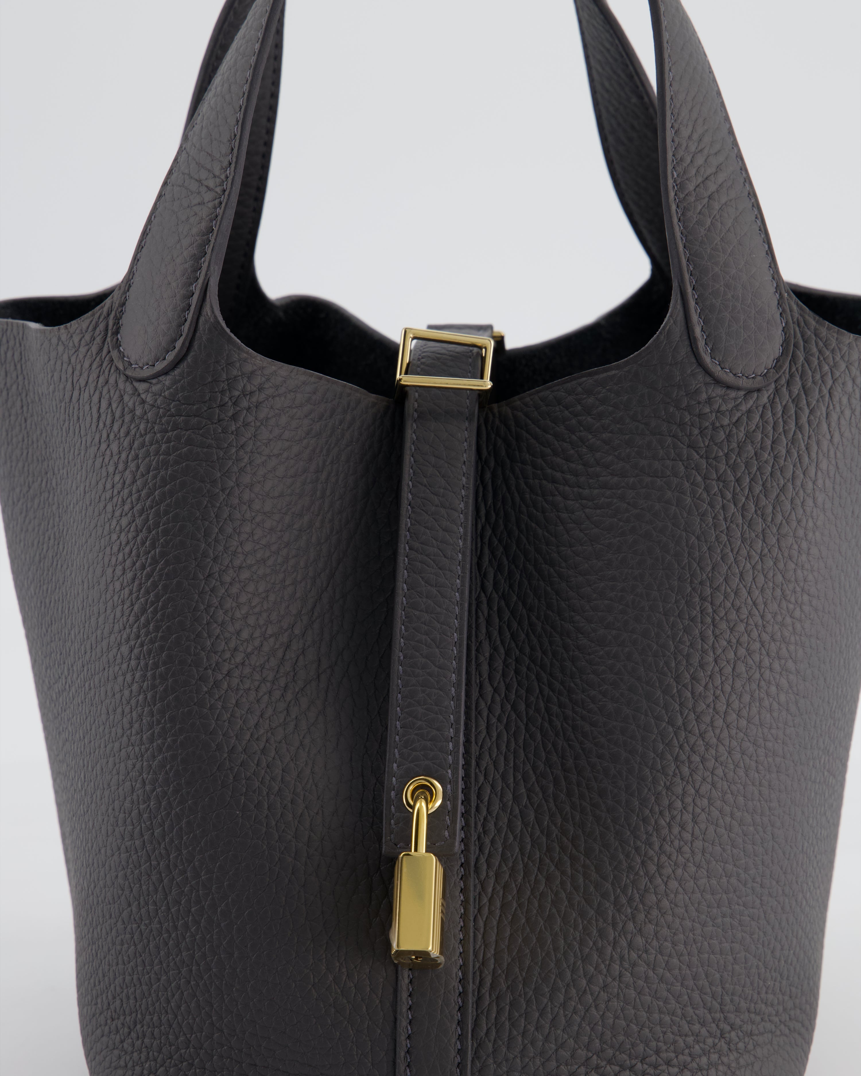 Hermès Picotin Lock 18 Bag in Ardoise Clemence Leather with Permabrass Hardware