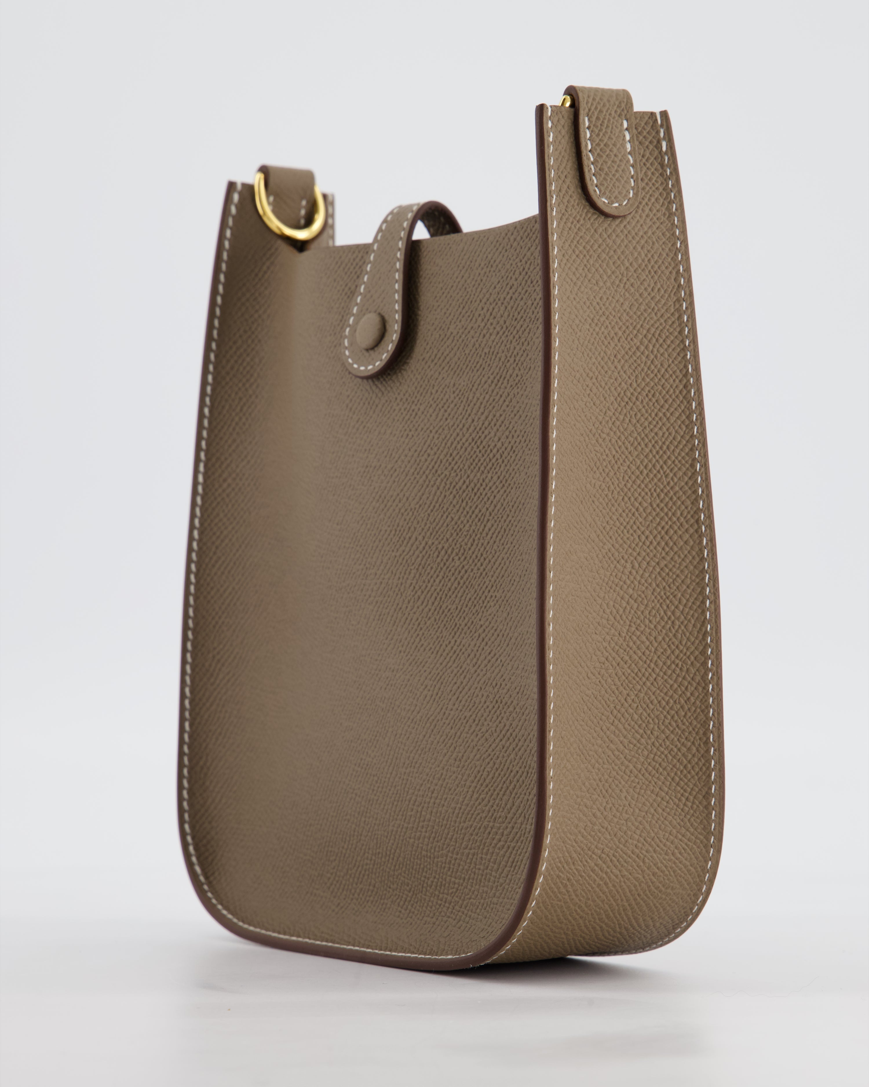 Hermès Mini Evelyne Sellier Bag in Etoupe Epsom Leather with Gold Hardware