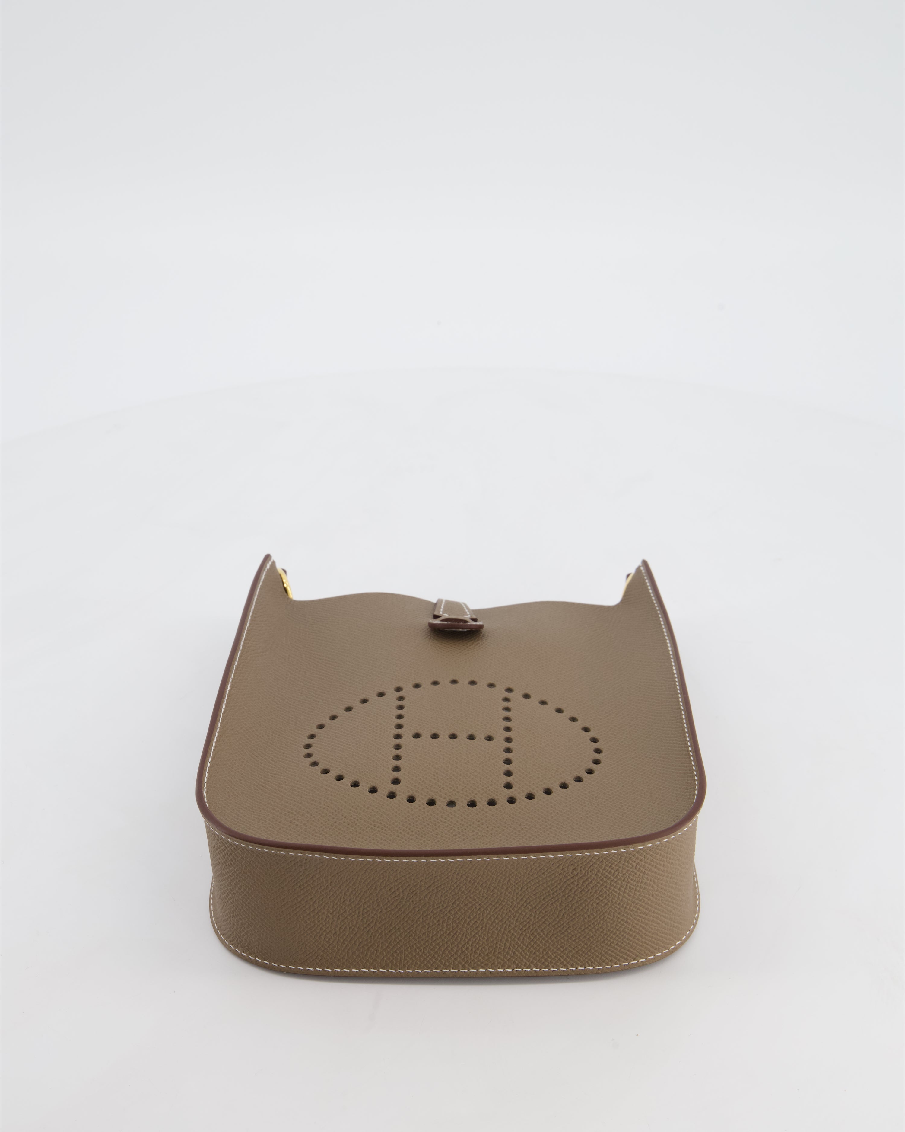Hermès Mini Evelyne Sellier Bag in Etoupe Epsom Leather with Gold Hardware