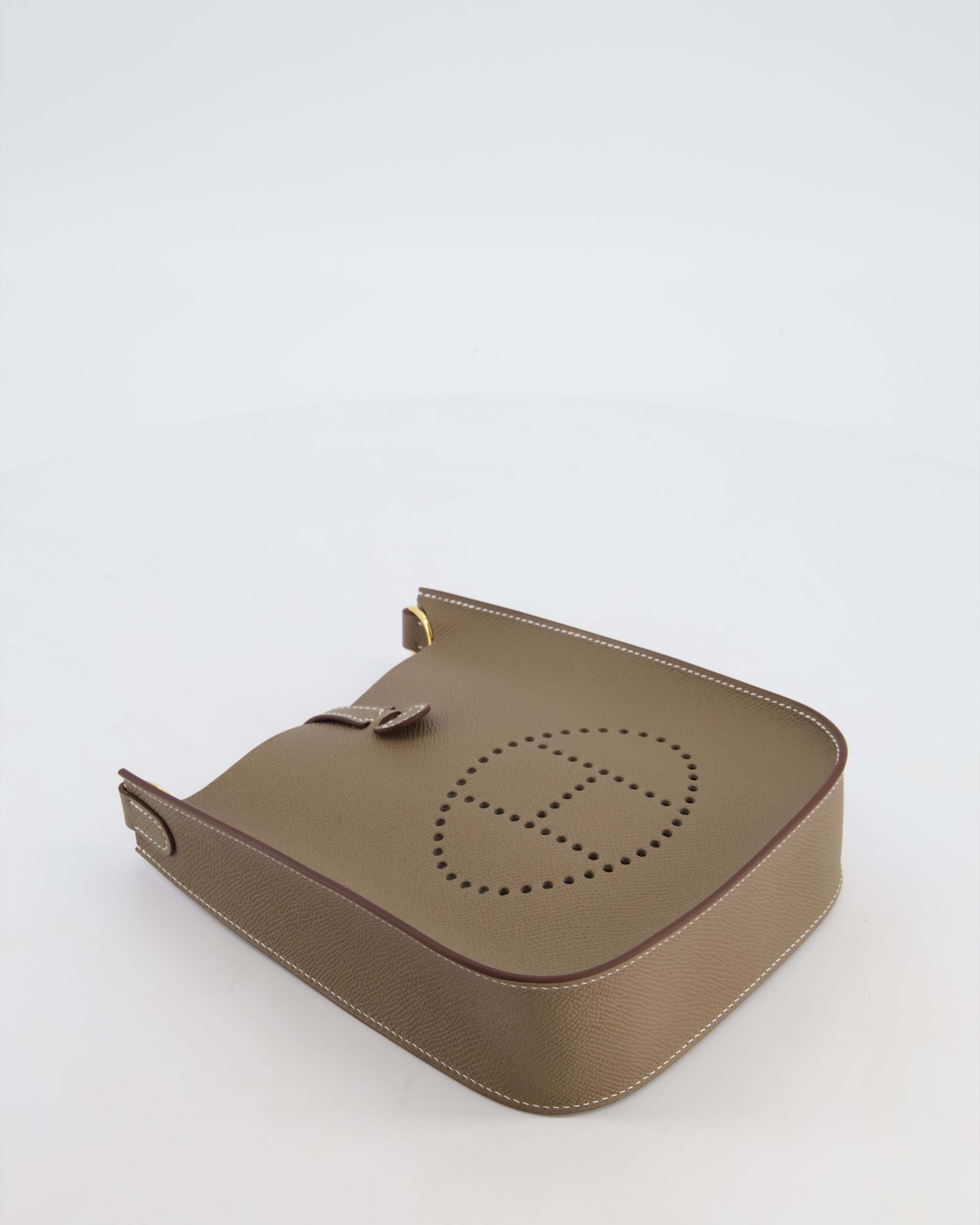 Hermès Mini Evelyne Sellier Bag in Etoupe Epsom Leather with Gold Hardware