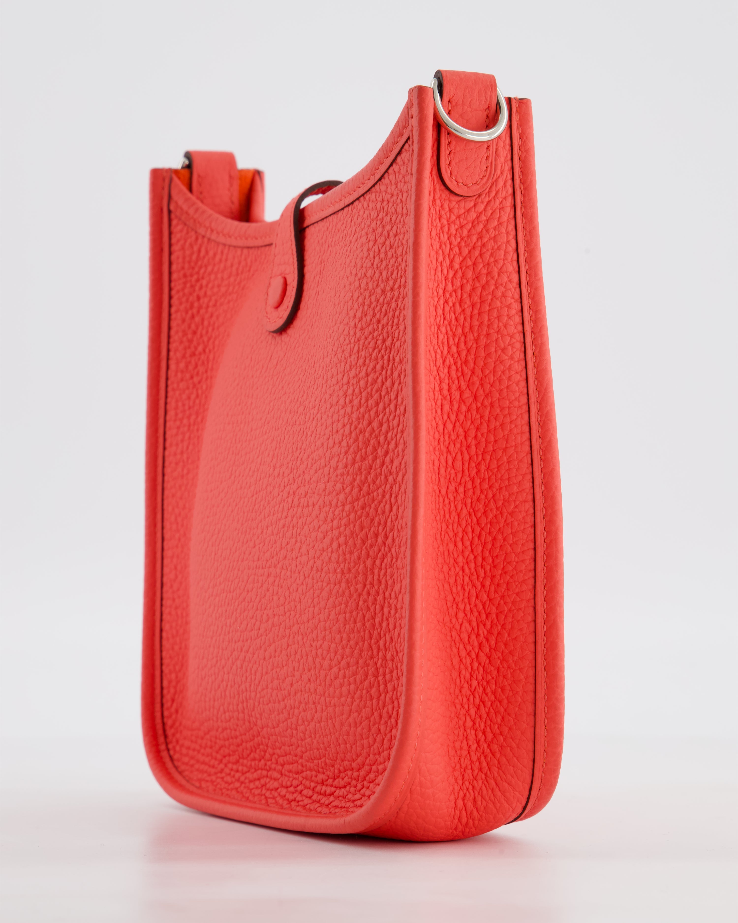 Hermès Mini Evelyne Bag in Rose Texas Clemence Leather with Palladium Hardware