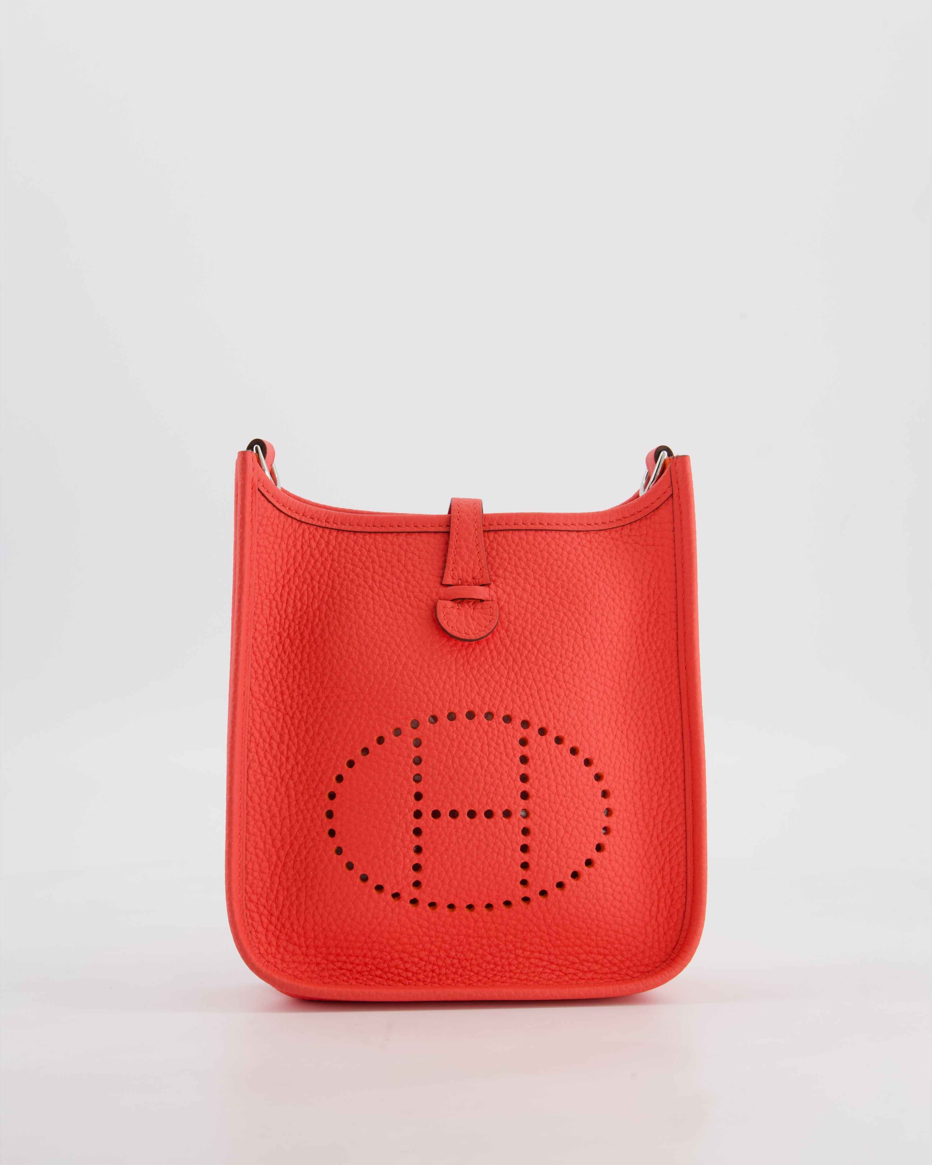 Hermès Mini Evelyne Bag in Rose Texas Clemence Leather with Palladium Hardware