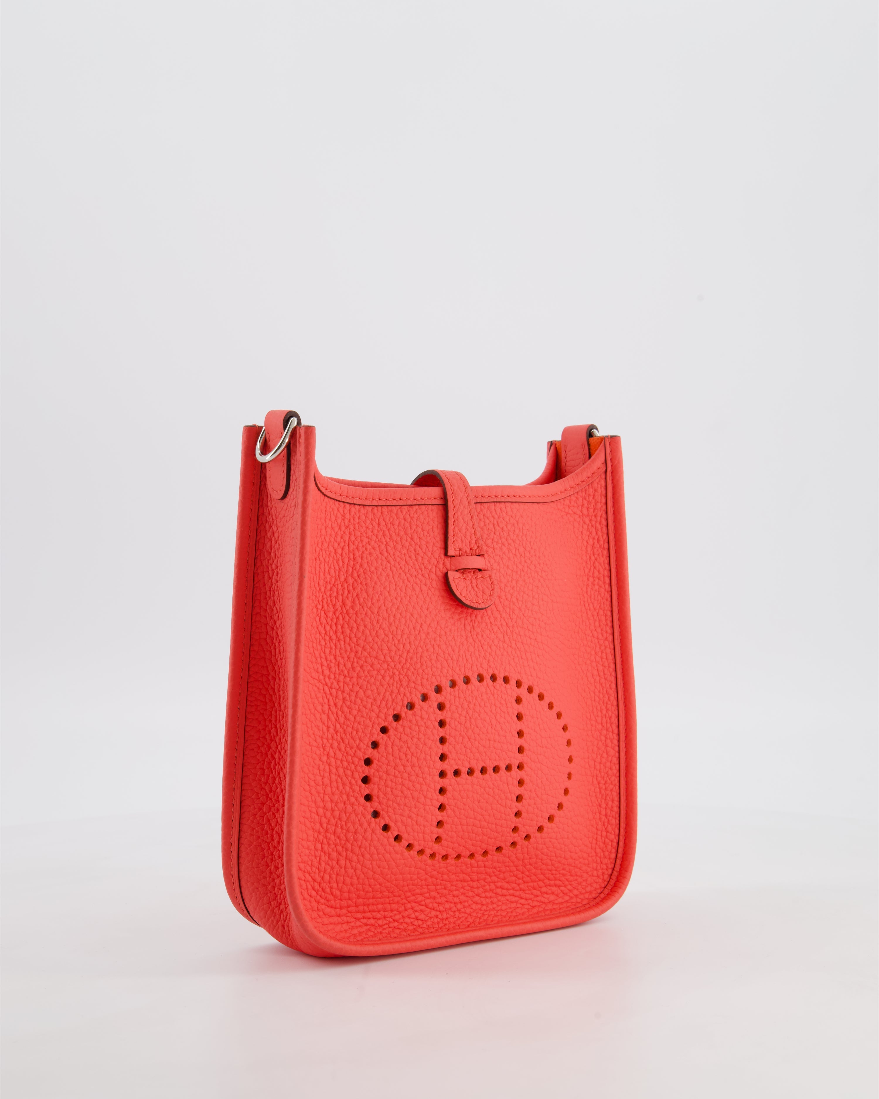 Hermès Mini Evelyne Bag in Rose Texas Clemence Leather with Palladium Hardware