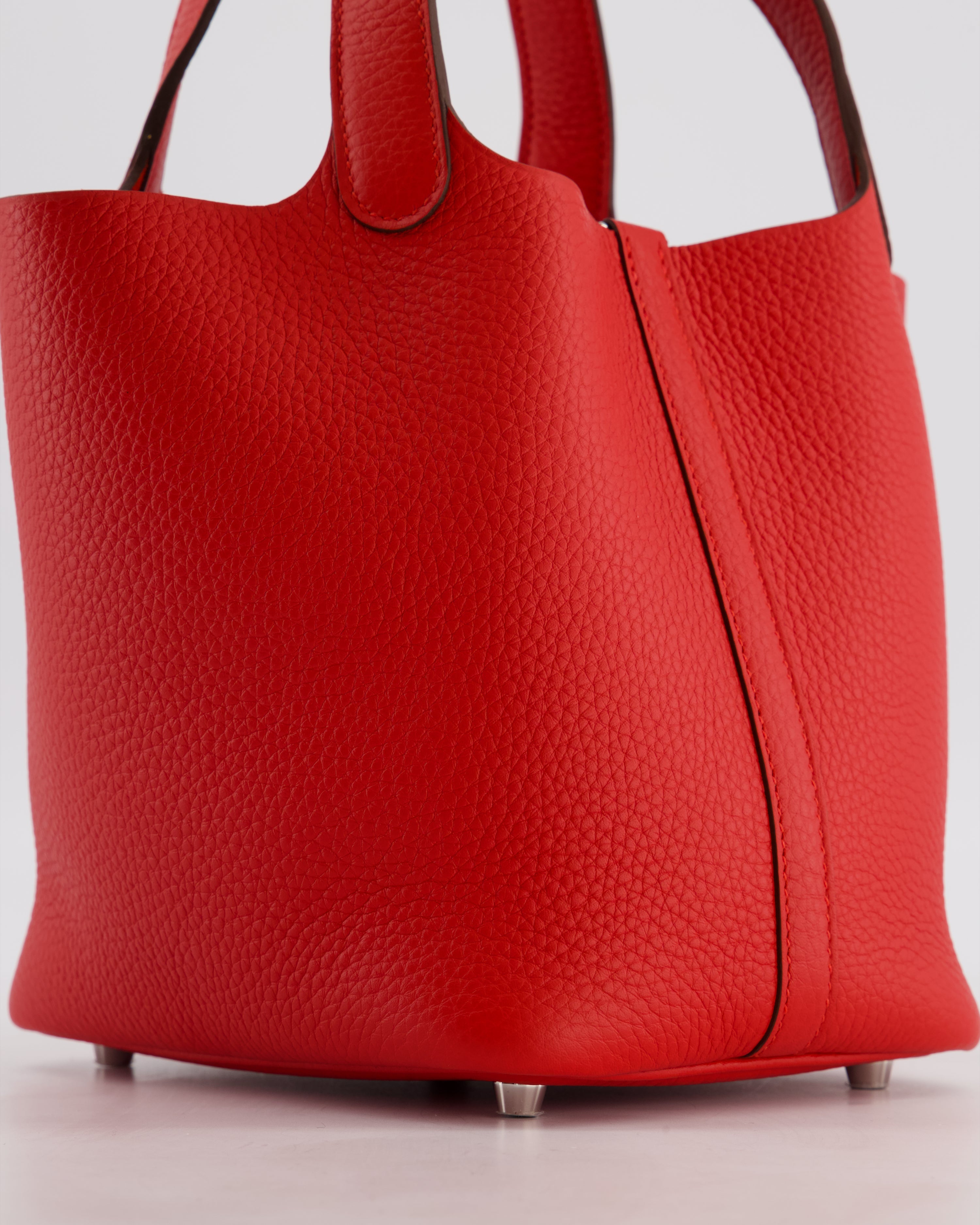Hermès Picotin Lock 18 Bag in Rouge Radieux Clemence Leather with Palladium Hardware