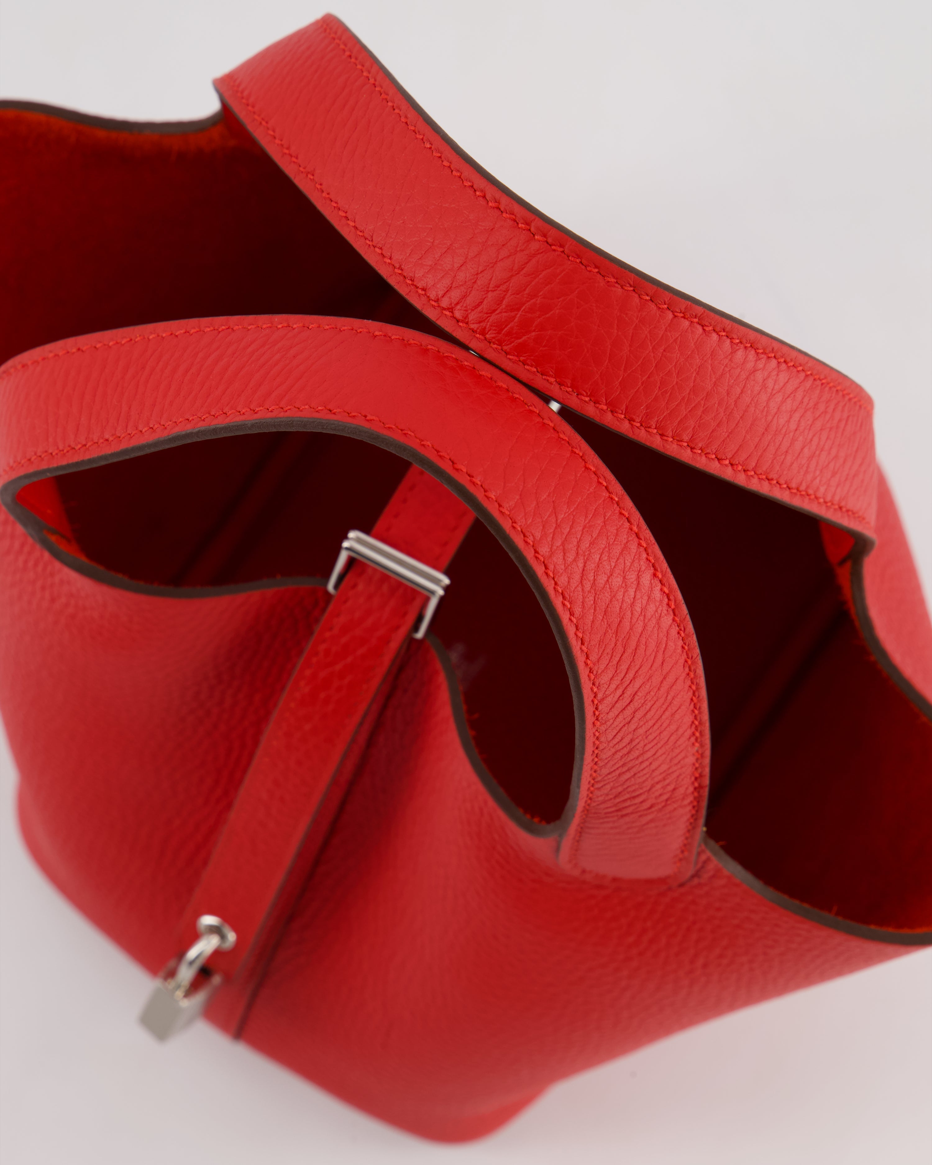 Hermès Picotin Lock 18 Bag in Rouge Radieux Clemence Leather with Palladium Hardware