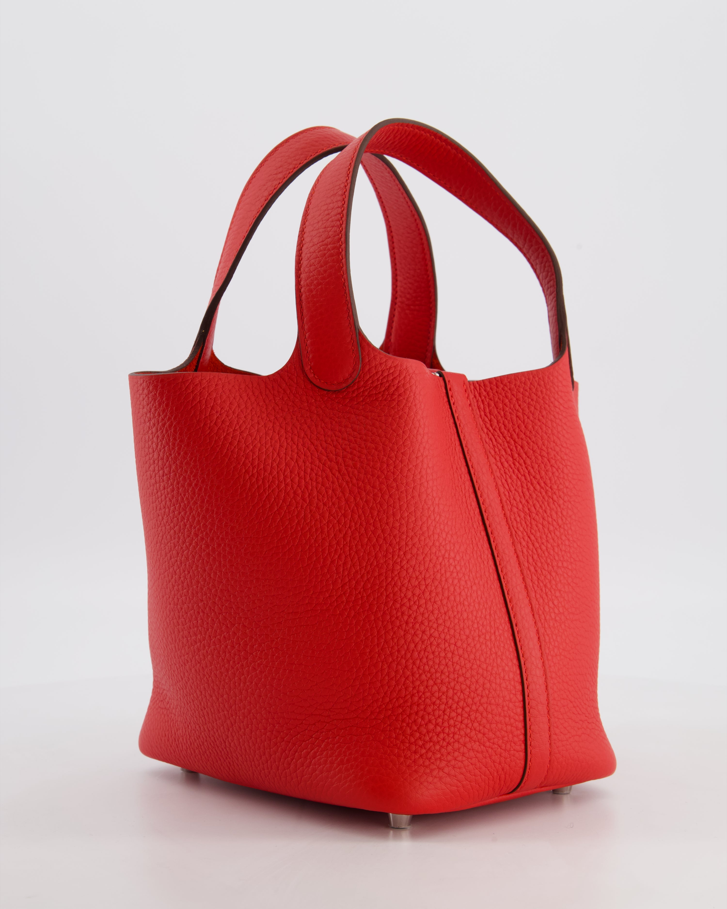 Hermès Picotin Lock 18 Bag in Rouge Radieux Clemence Leather with Palladium Hardware