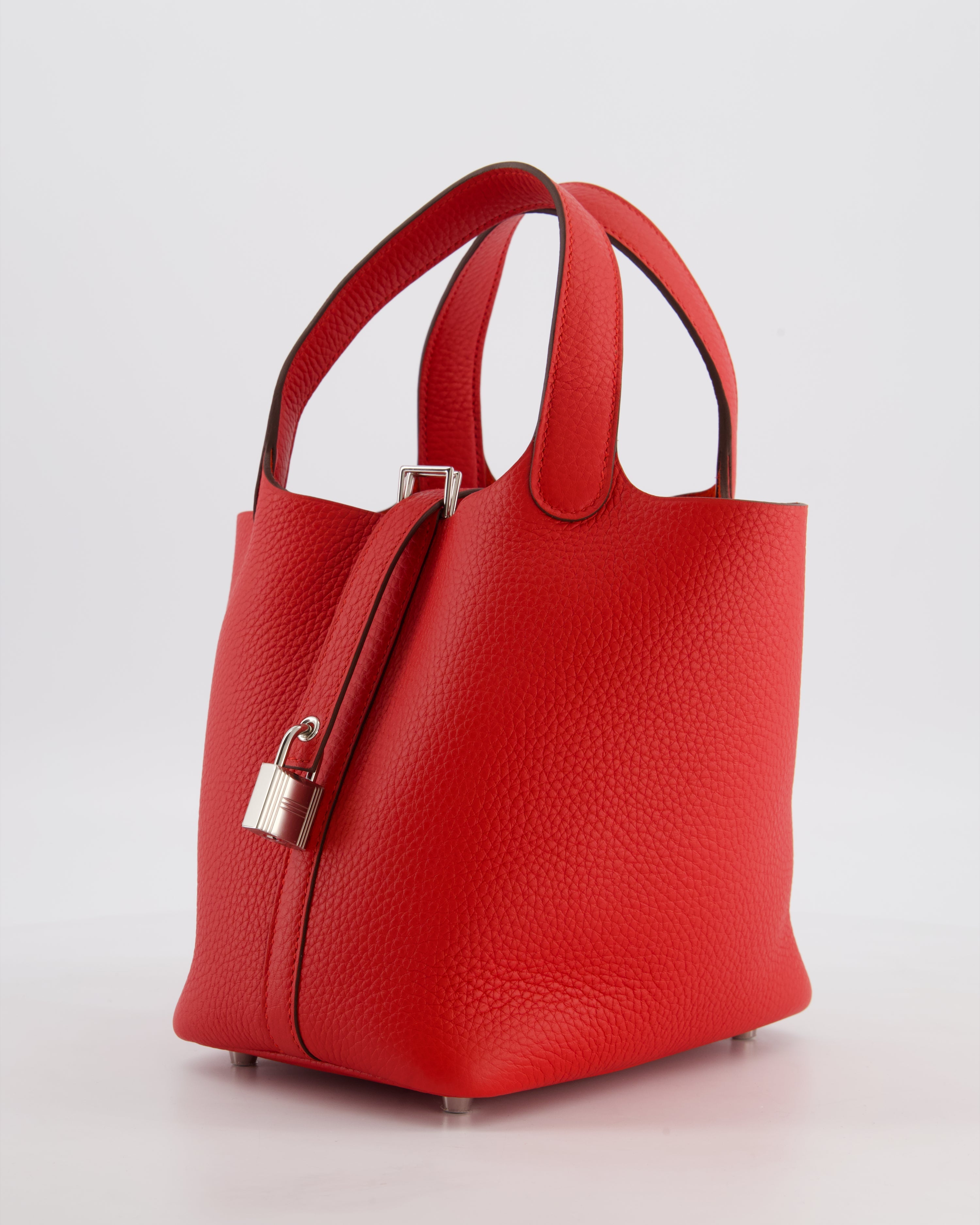 Hermès Picotin Lock 18 Bag in Rouge Radieux Clemence Leather with Palladium Hardware
