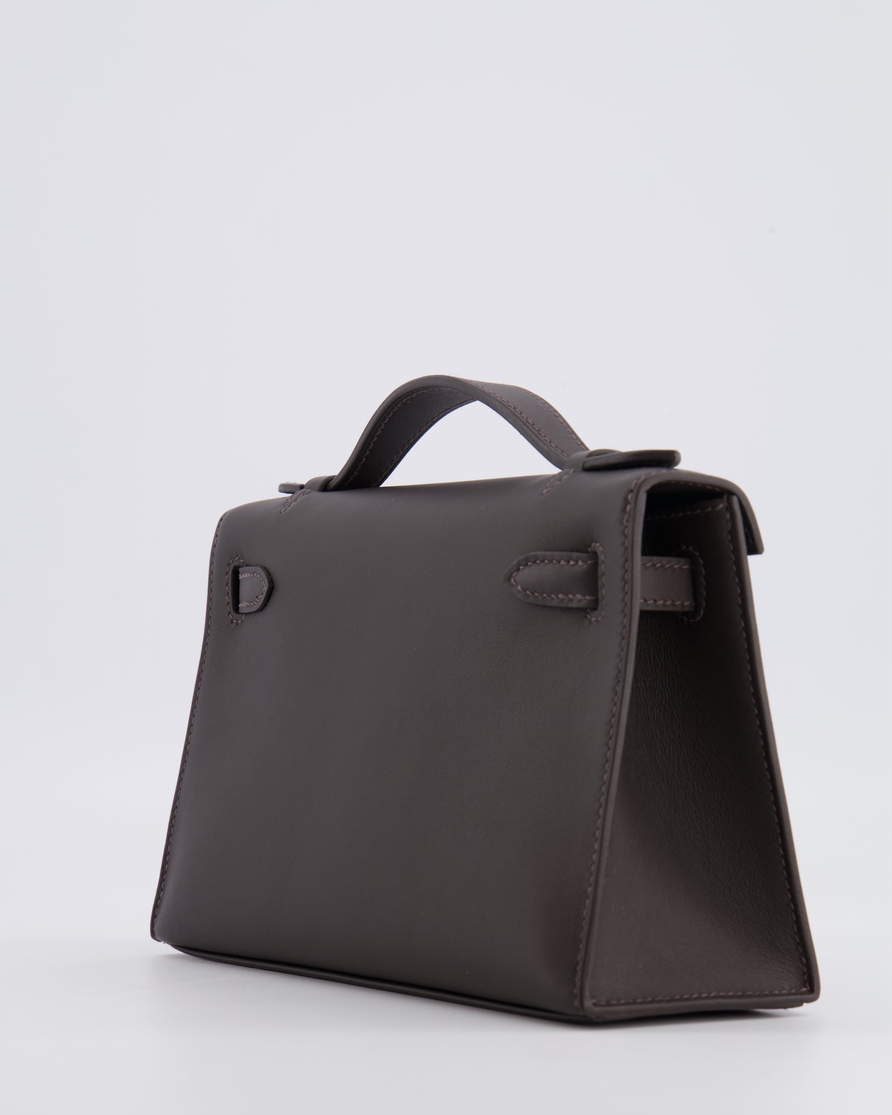*RARE* Hermès Kelly Pochette Bag in Bai Brun Swift Leather with Gold Hardware
