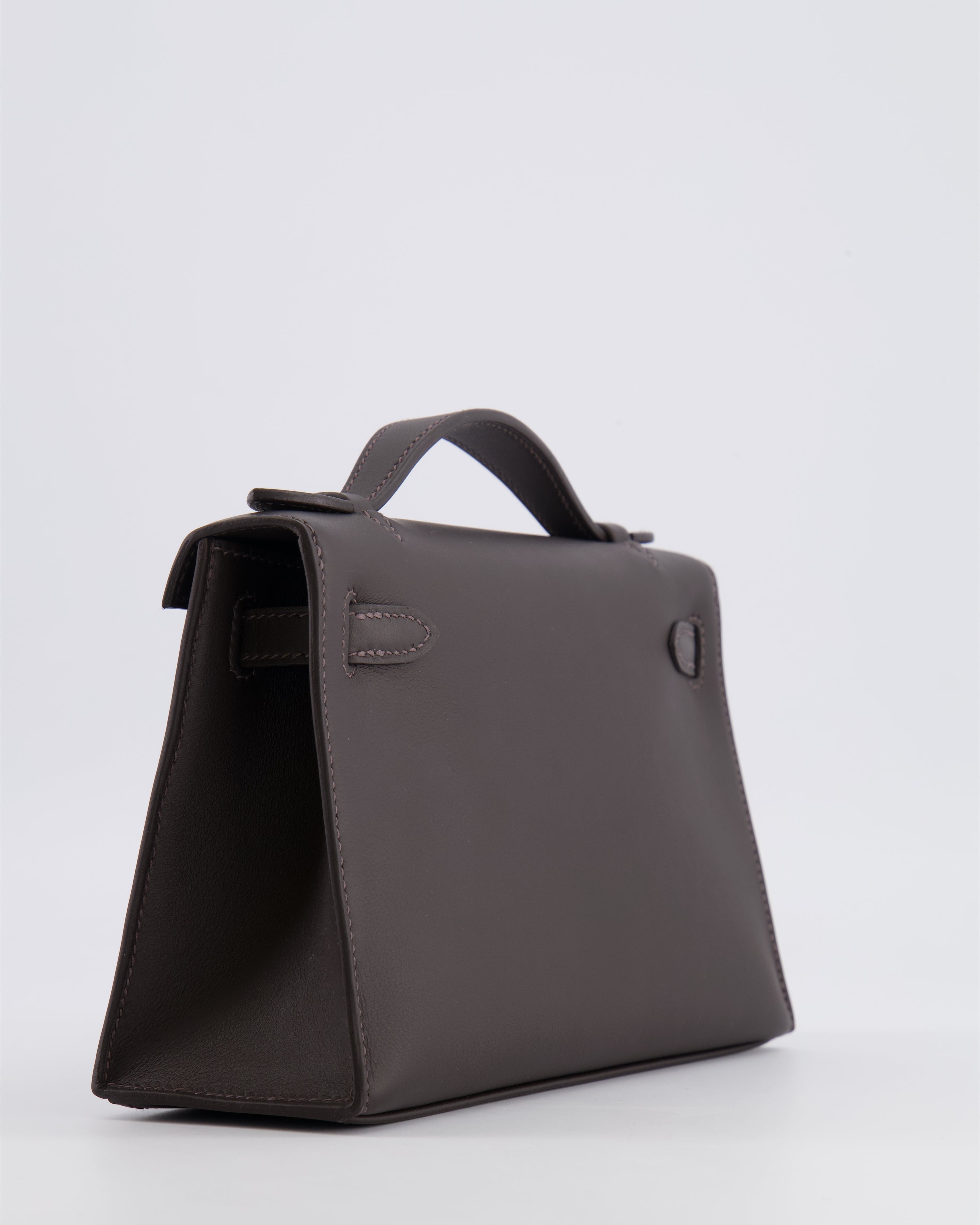 *RARE* Hermès Kelly Pochette Bag in Bai Brun Swift Leather with Gold Hardware