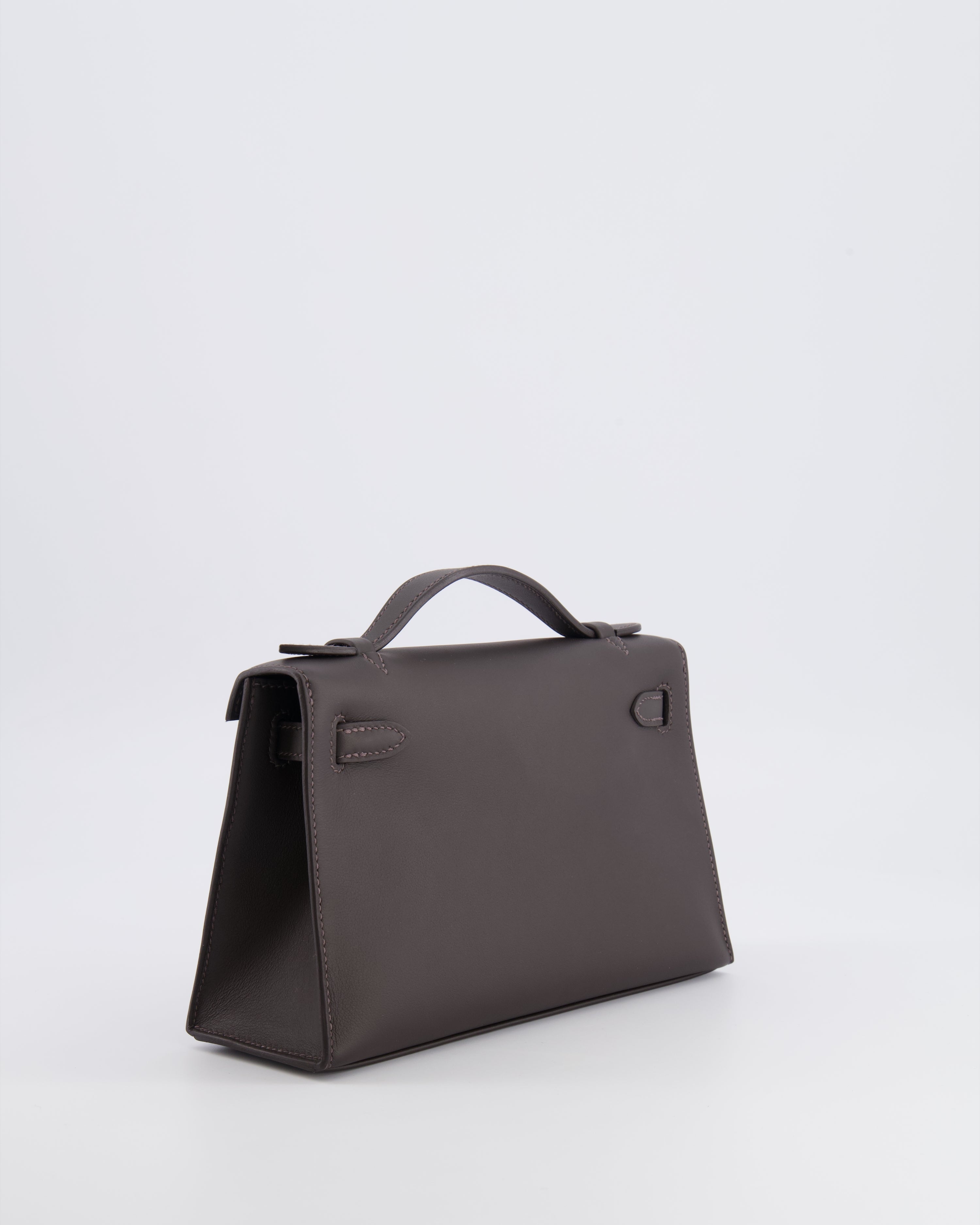 *RARE* Hermès Kelly Pochette Bag in Bai Brun Swift Leather with Gold Hardware