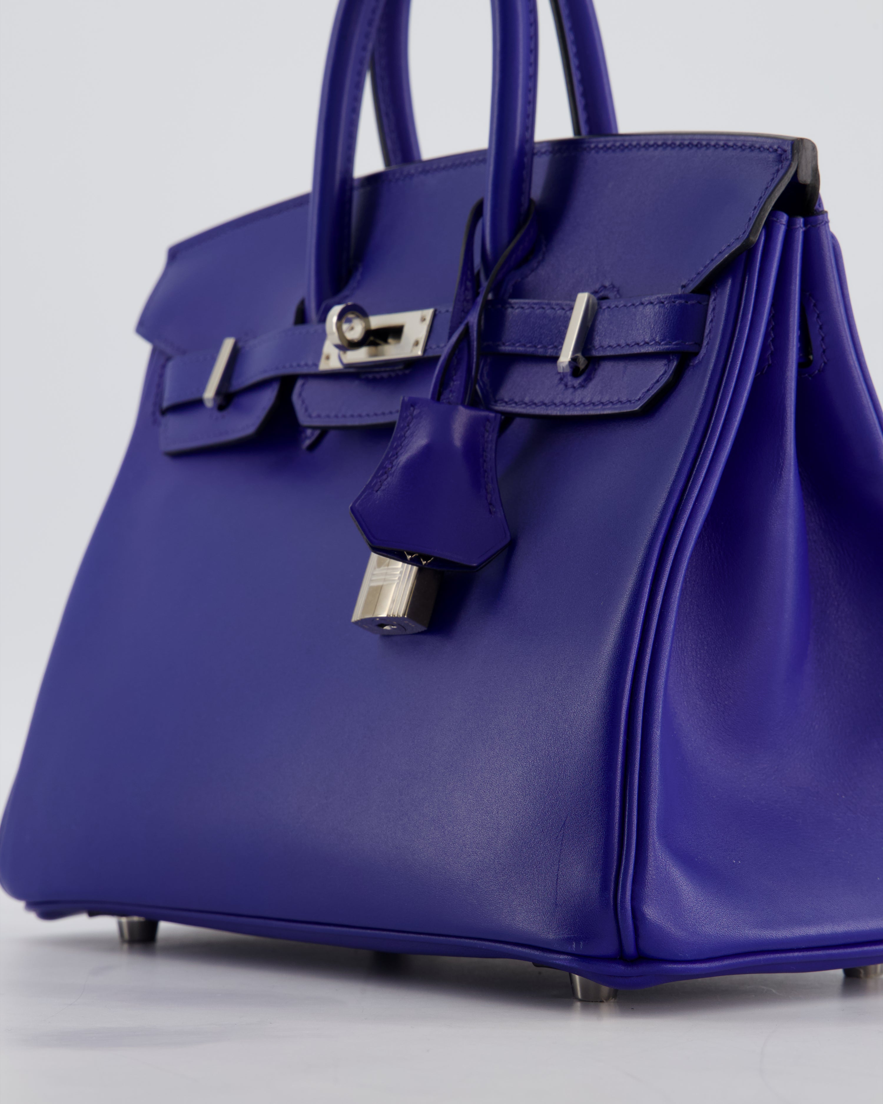 Hermès Birkin 25 Retourne Bag in Blue Electrique Tadelakt Leather with Palladium Hardware