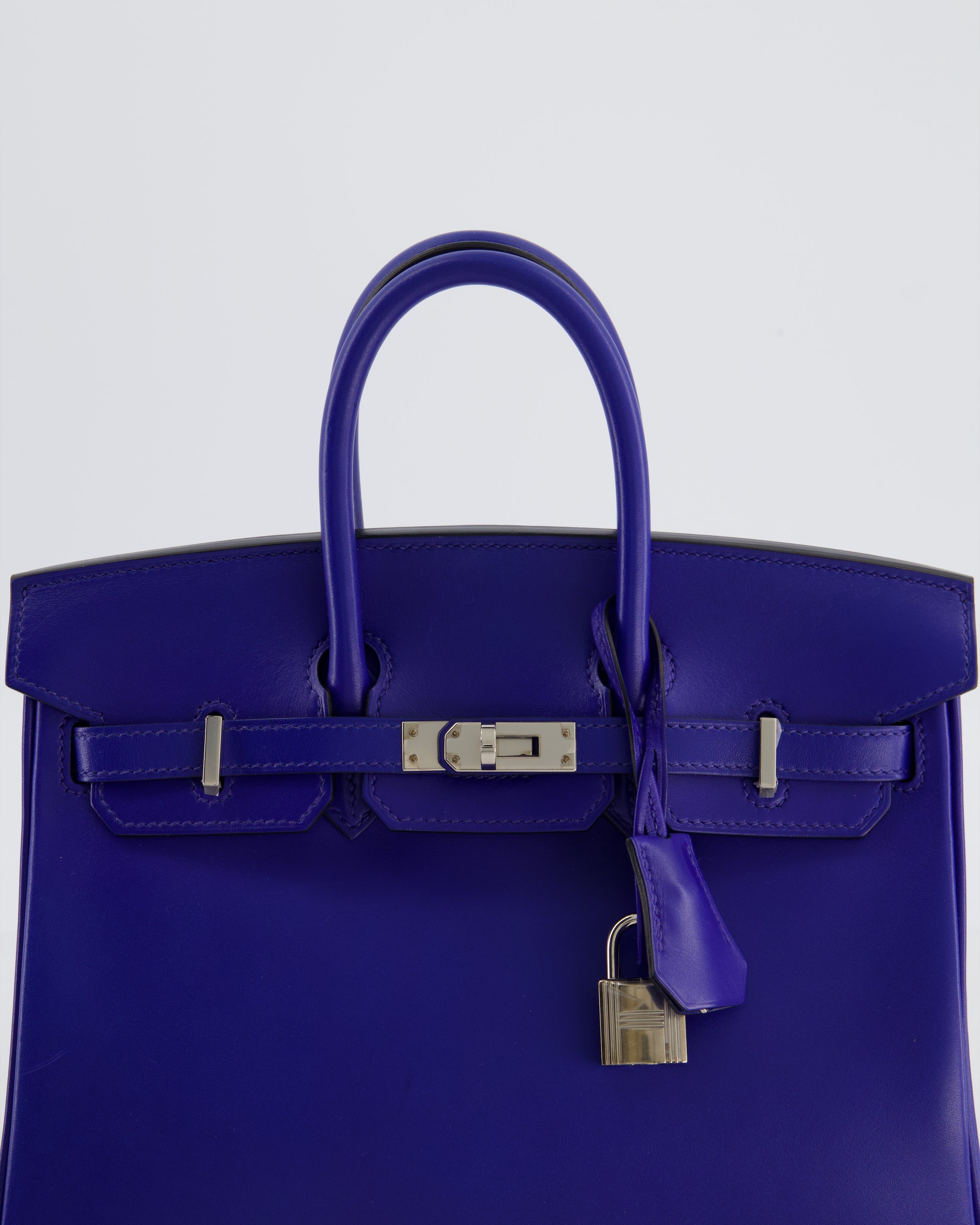Hermès Birkin 25 Retourne Bag in Blue Electrique Tadelakt Leather with Palladium Hardware