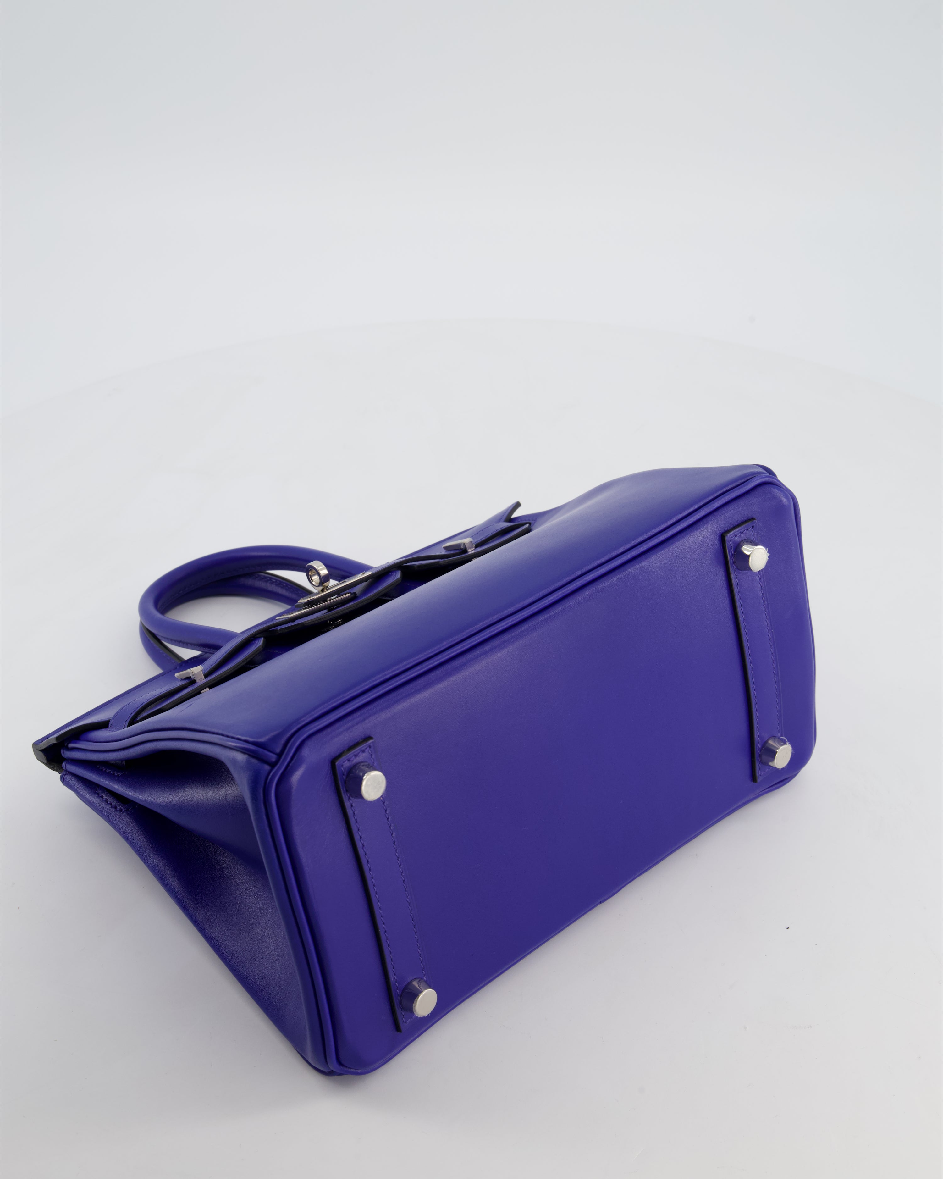 Hermès Birkin 25 Retourne Bag in Blue Electrique Tadelakt Leather with Palladium Hardware