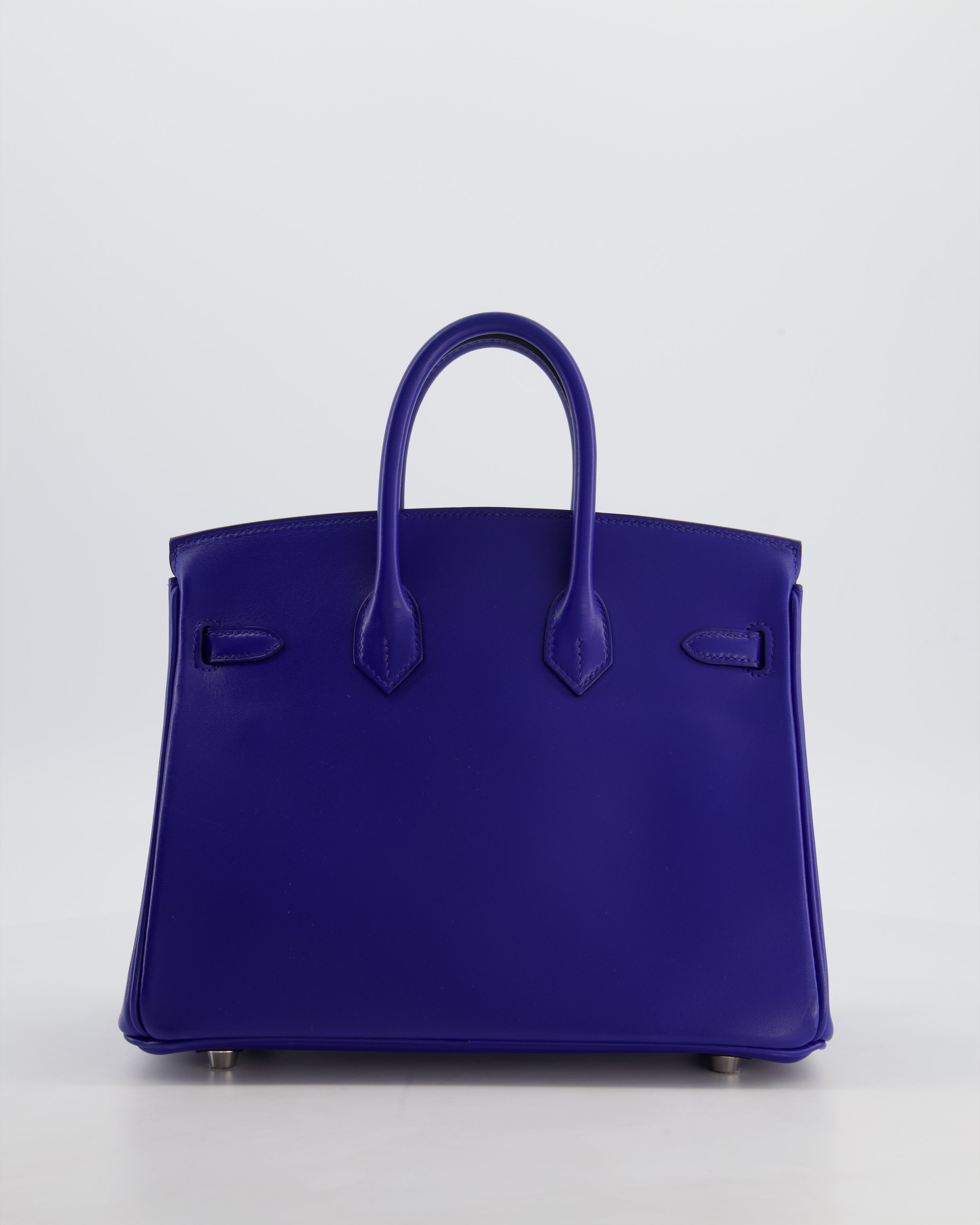 Hermès Birkin 25 Retourne Bag in Blue Electrique Tadelakt Leather with Palladium Hardware
