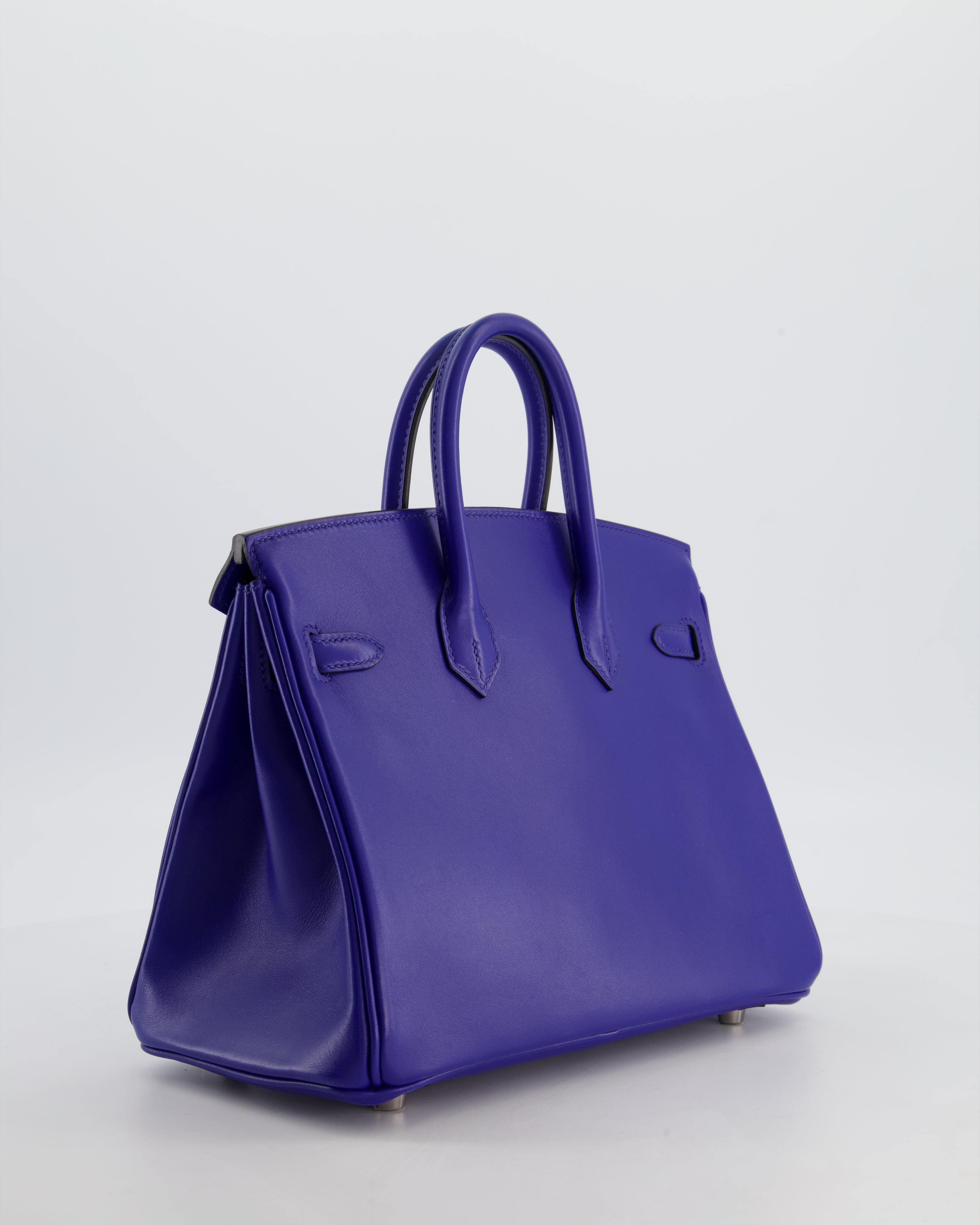 Hermès Birkin 25 Retourne Bag in Blue Electrique Tadelakt Leather with Palladium Hardware