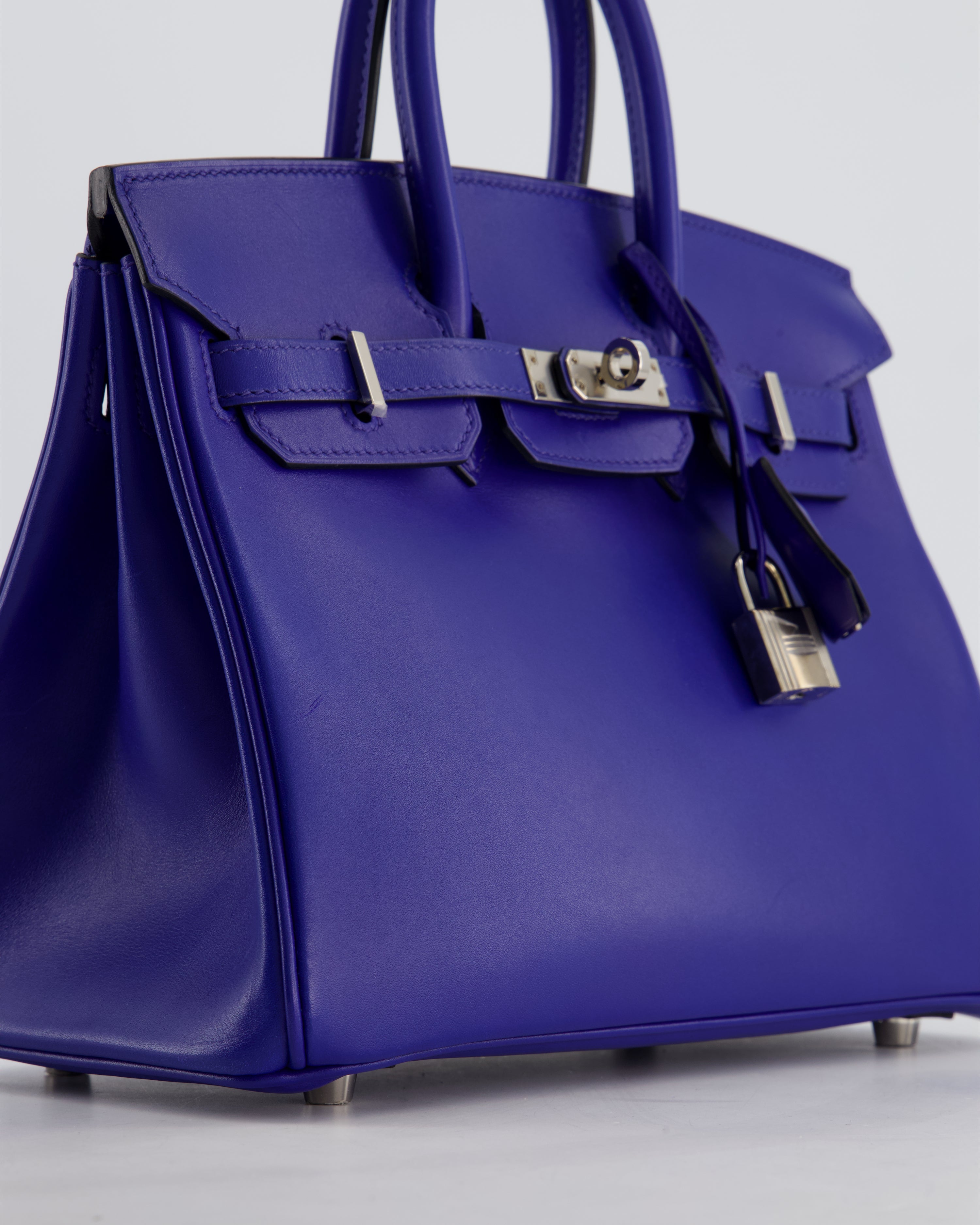 Hermès Birkin 25 Retourne Bag in Blue Electrique Tadelakt Leather with Palladium Hardware