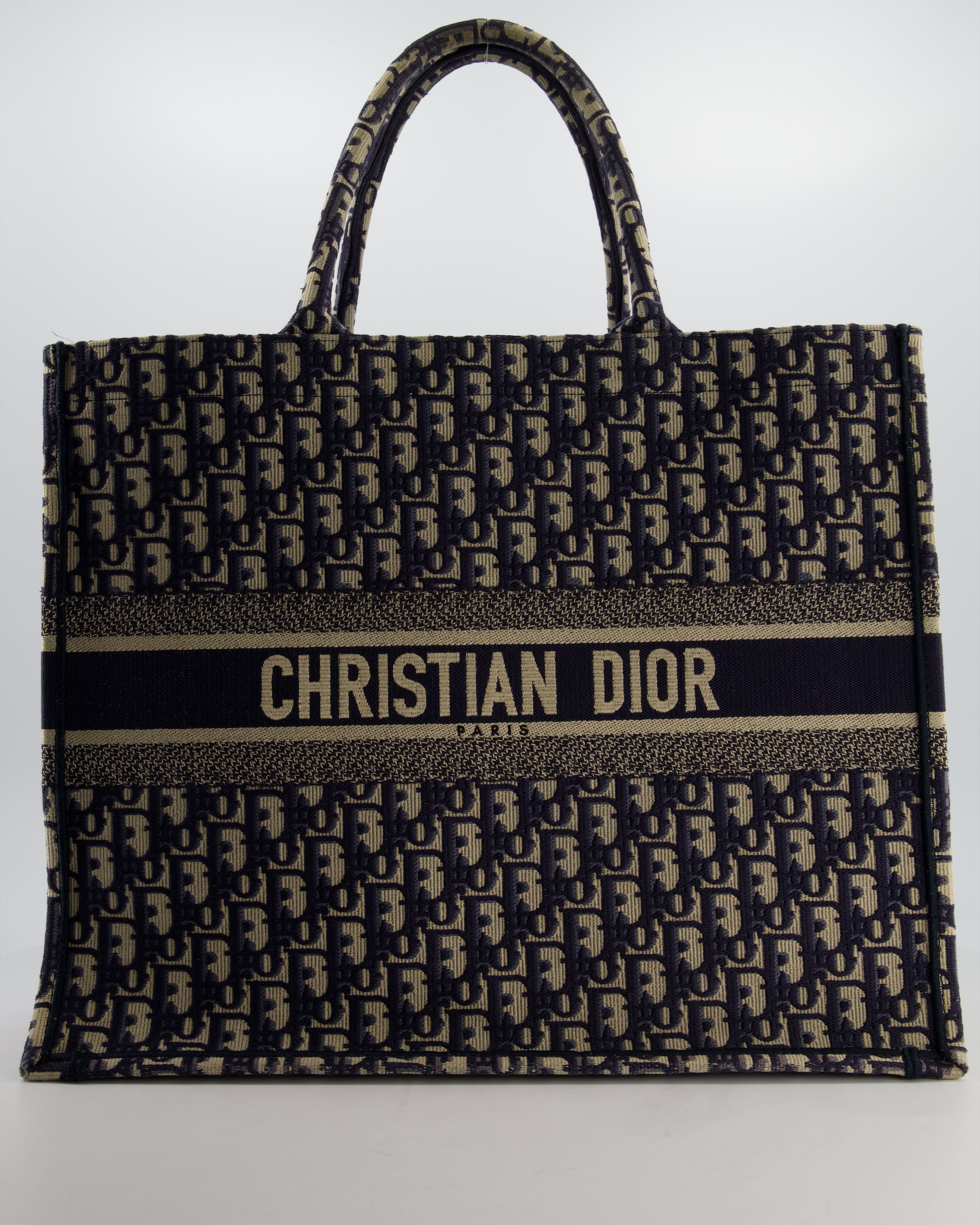 Christian Dior Blue and Ecru Oblique Large Dior Book Tote Bag RRP £2550