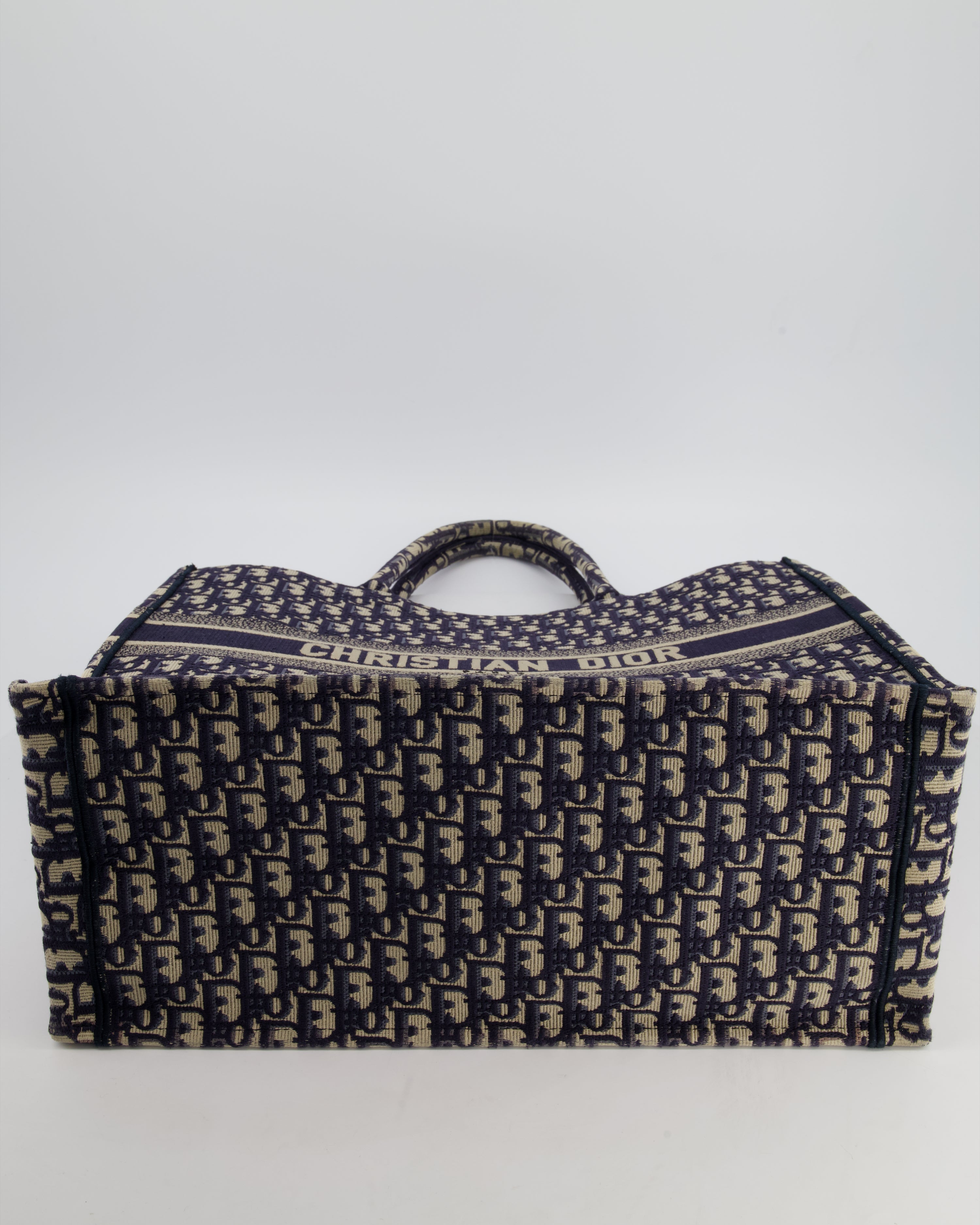 Christian Dior Blue and Ecru Oblique Large Dior Book Tote Bag RRP £2550