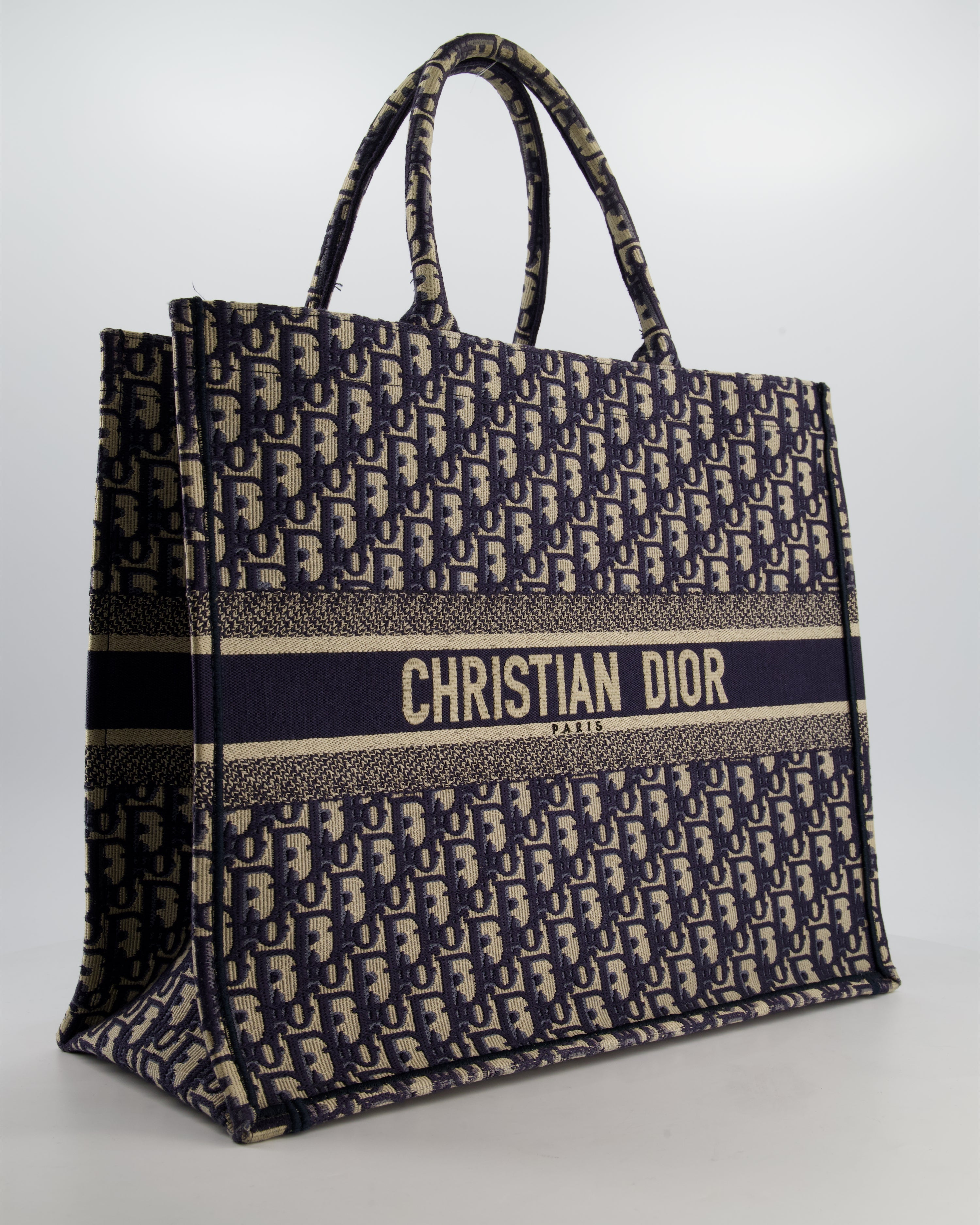 Christian Dior Blue and Ecru Oblique Large Dior Book Tote Bag RRP £2550