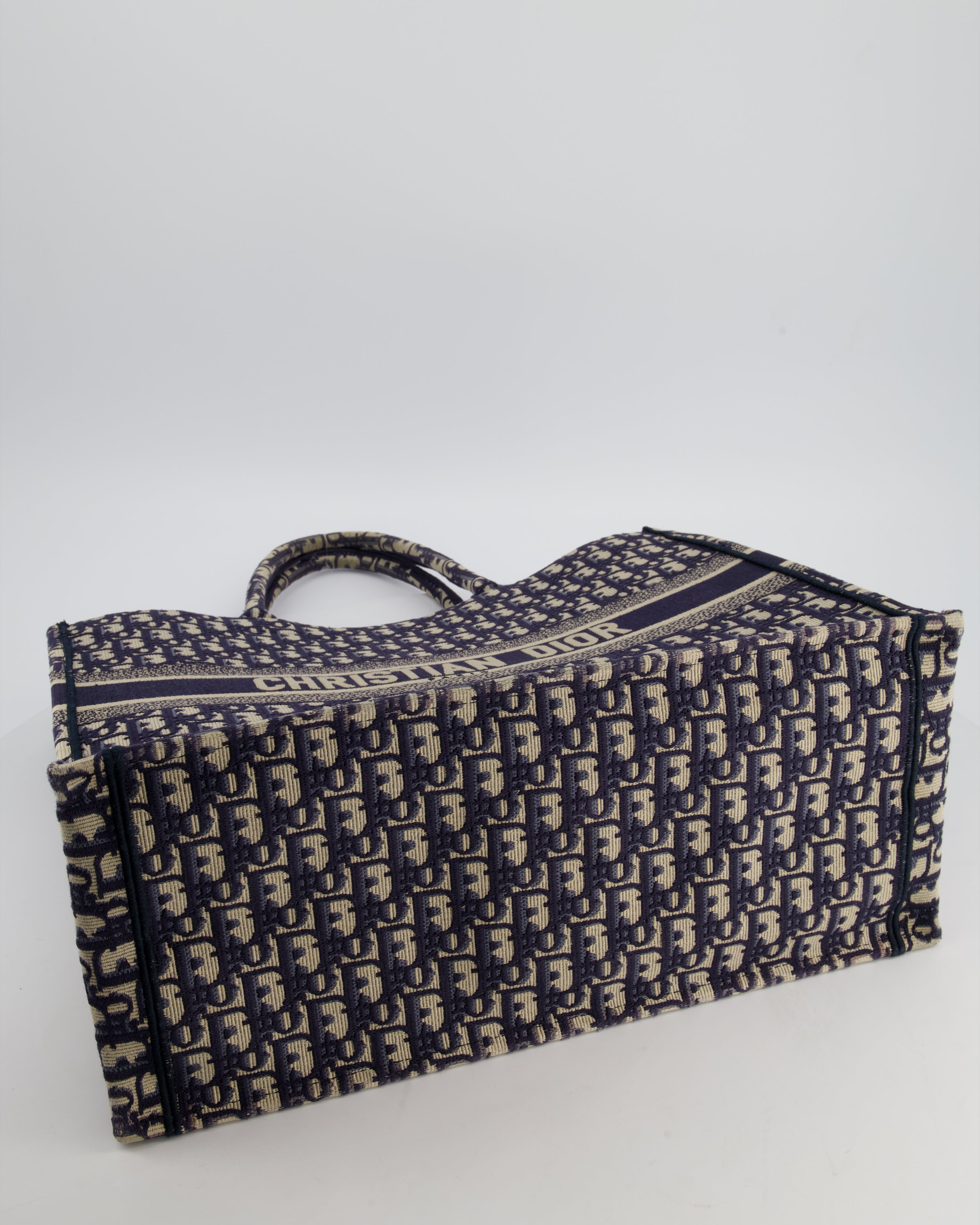 Christian Dior Blue and Ecru Oblique Large Dior Book Tote Bag RRP £2550