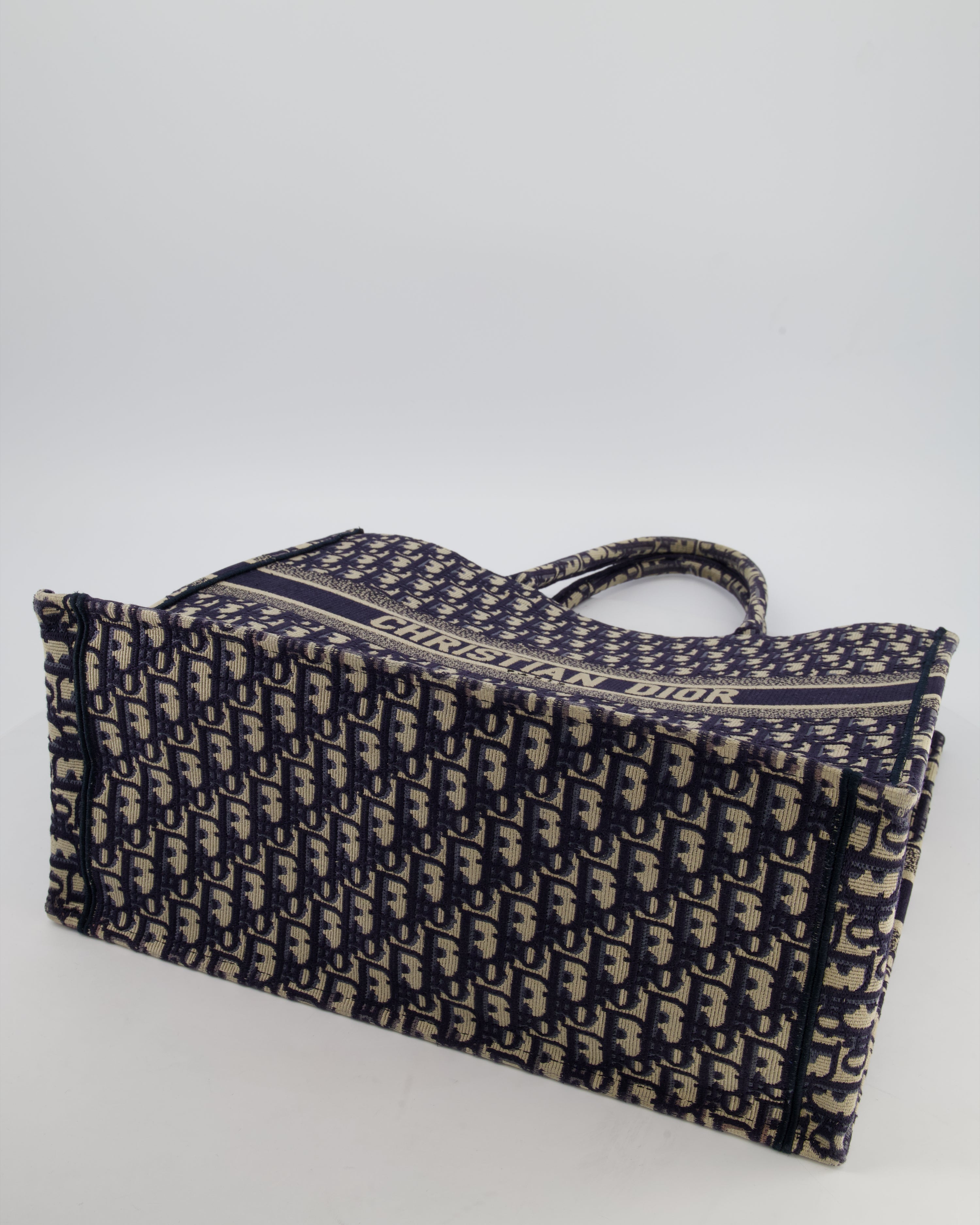Christian Dior Blue and Ecru Oblique Large Dior Book Tote Bag RRP £2550