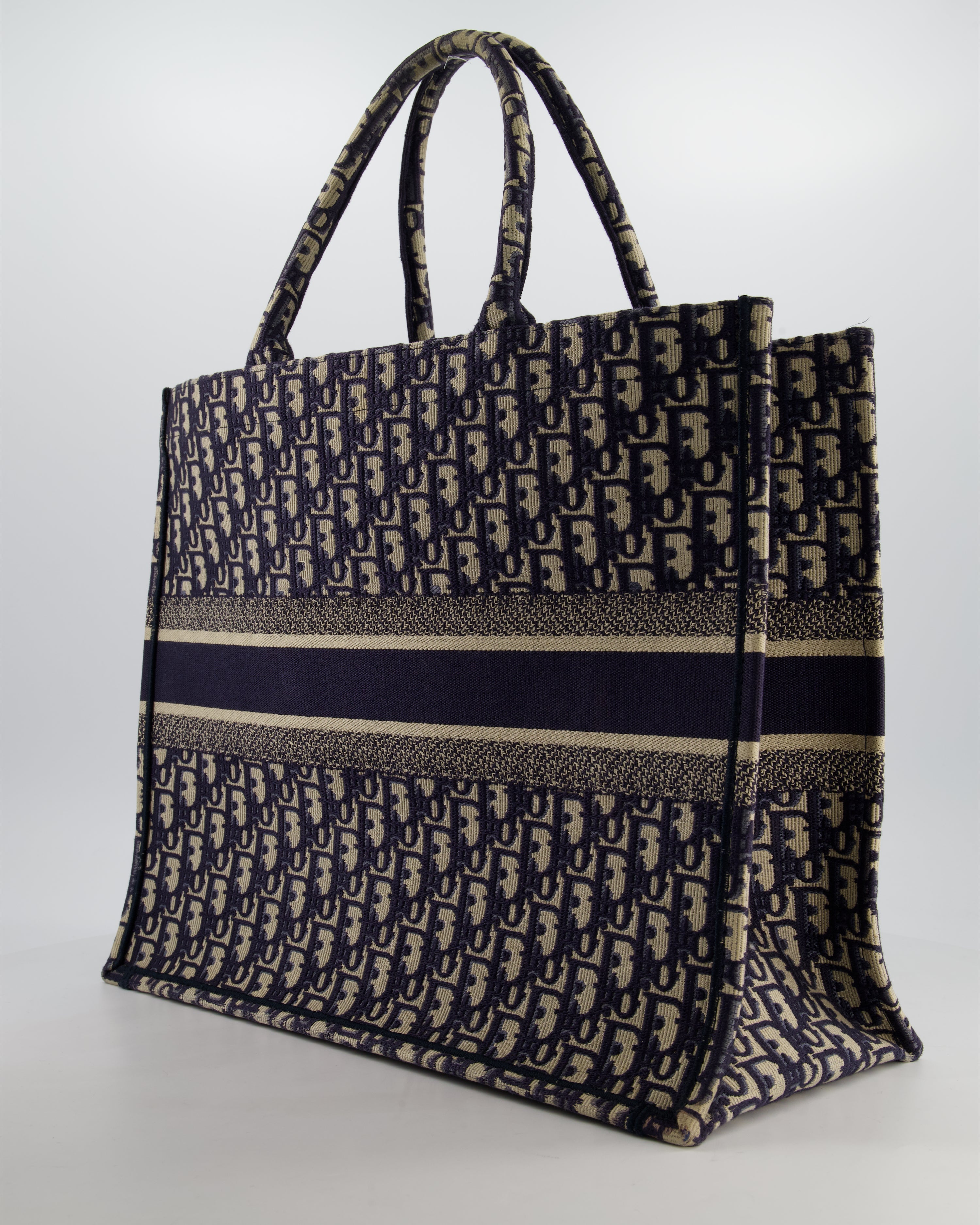 Christian Dior Blue and Ecru Oblique Large Dior Book Tote Bag RRP £2550