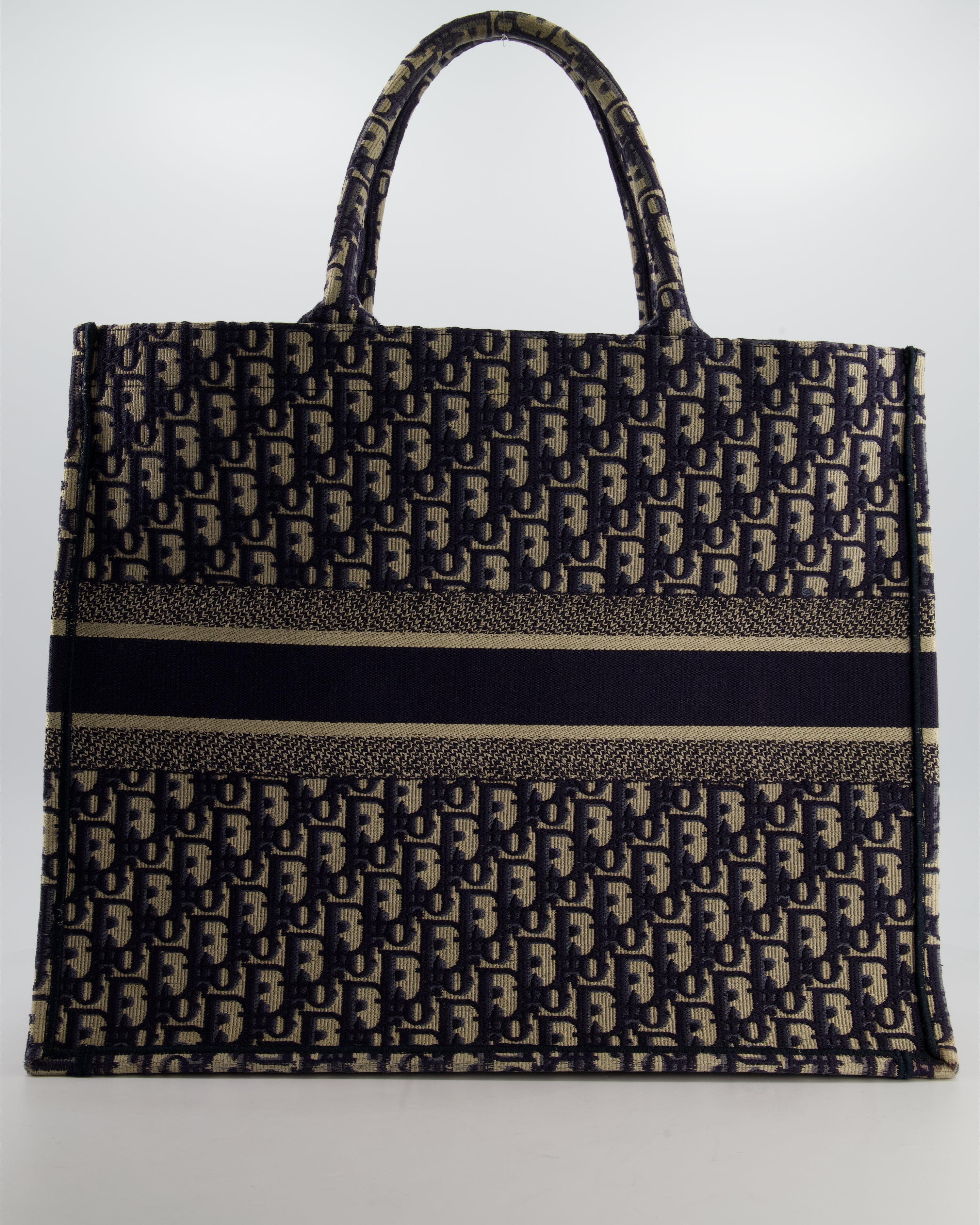 Christian Dior Blue and Ecru Oblique Large Dior Book Tote Bag RRP £2550
