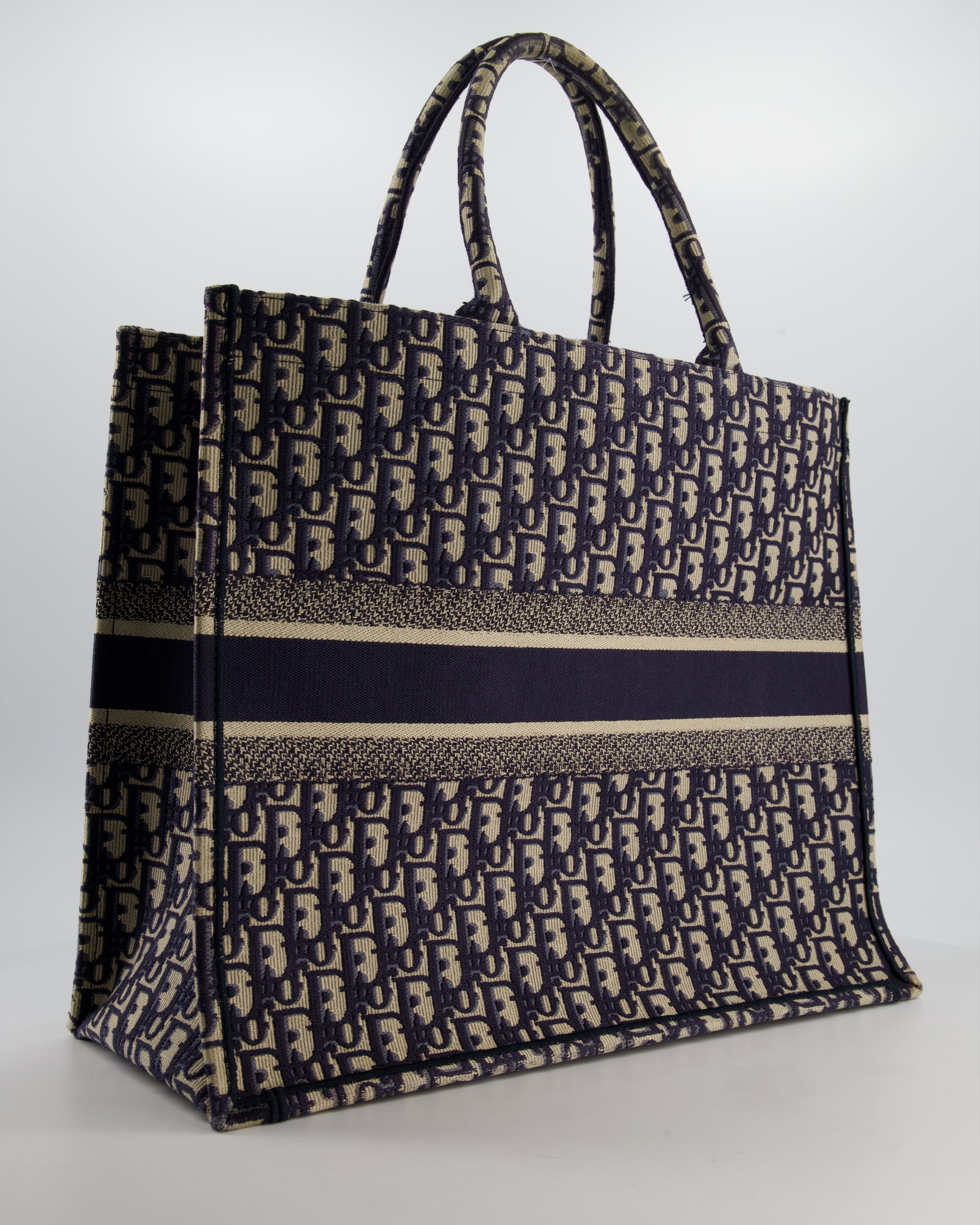 Christian Dior Blue and Ecru Oblique Large Dior Book Tote Bag RRP £2550