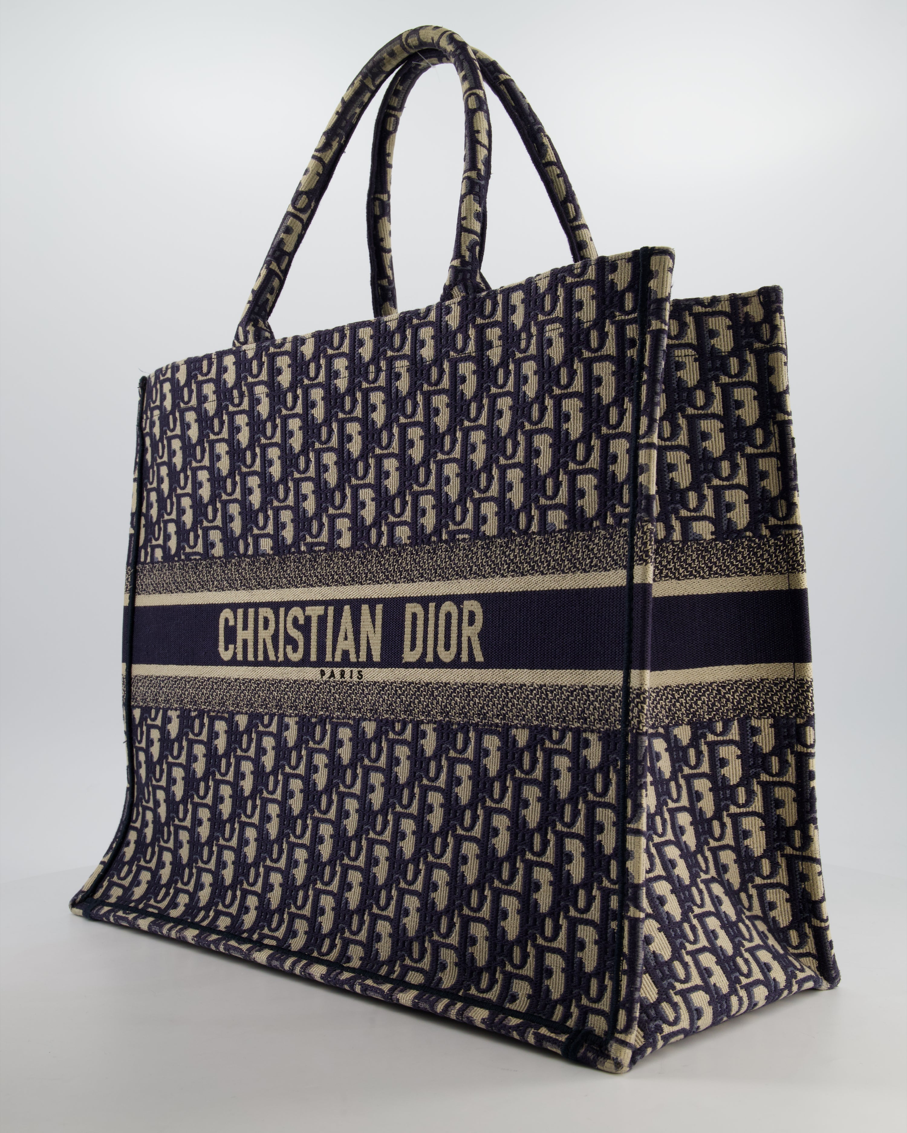 Christian Dior Blue and Ecru Oblique Large Dior Book Tote Bag RRP £2550