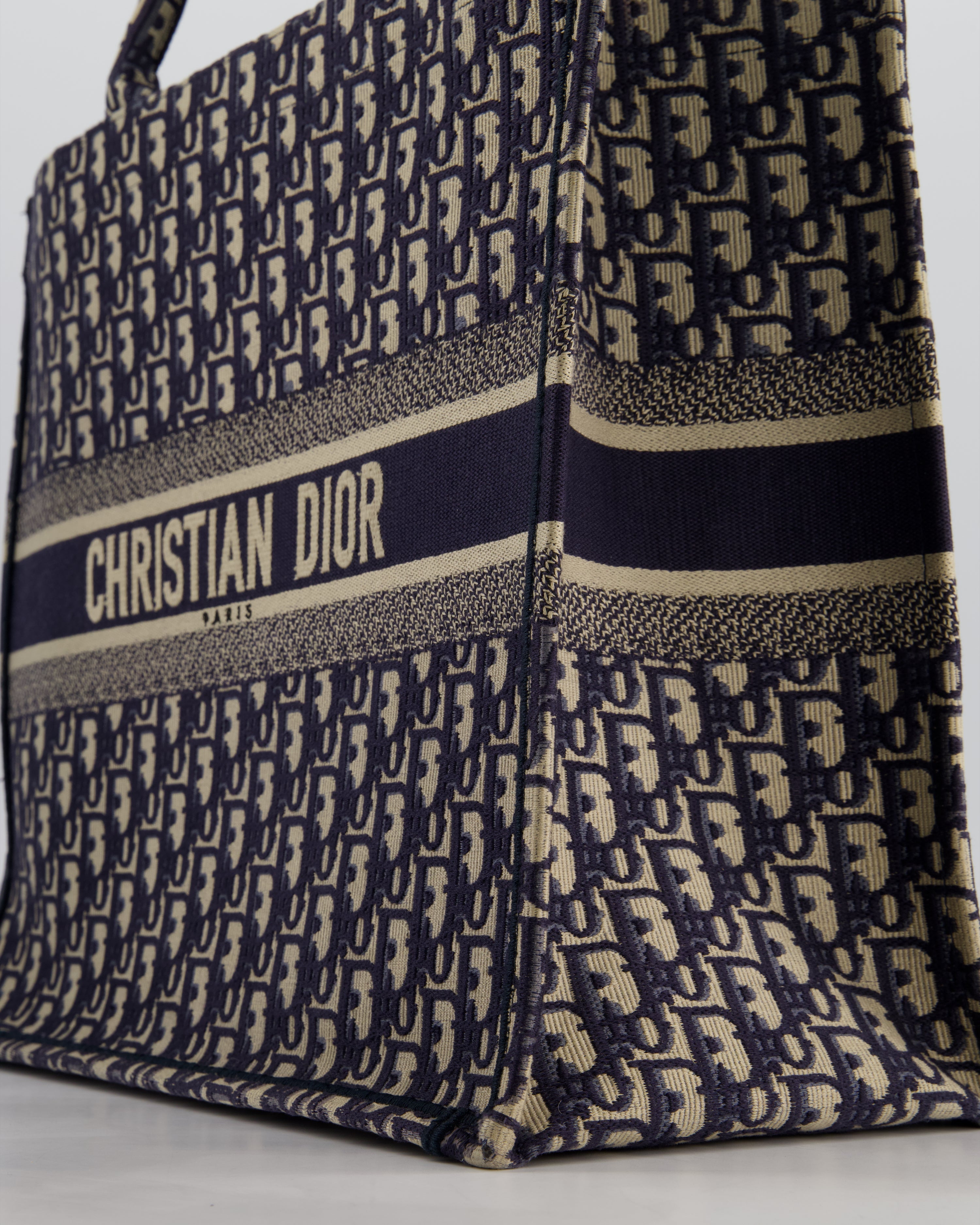 Christian Dior Blue and Ecru Oblique Large Dior Book Tote Bag RRP £2550