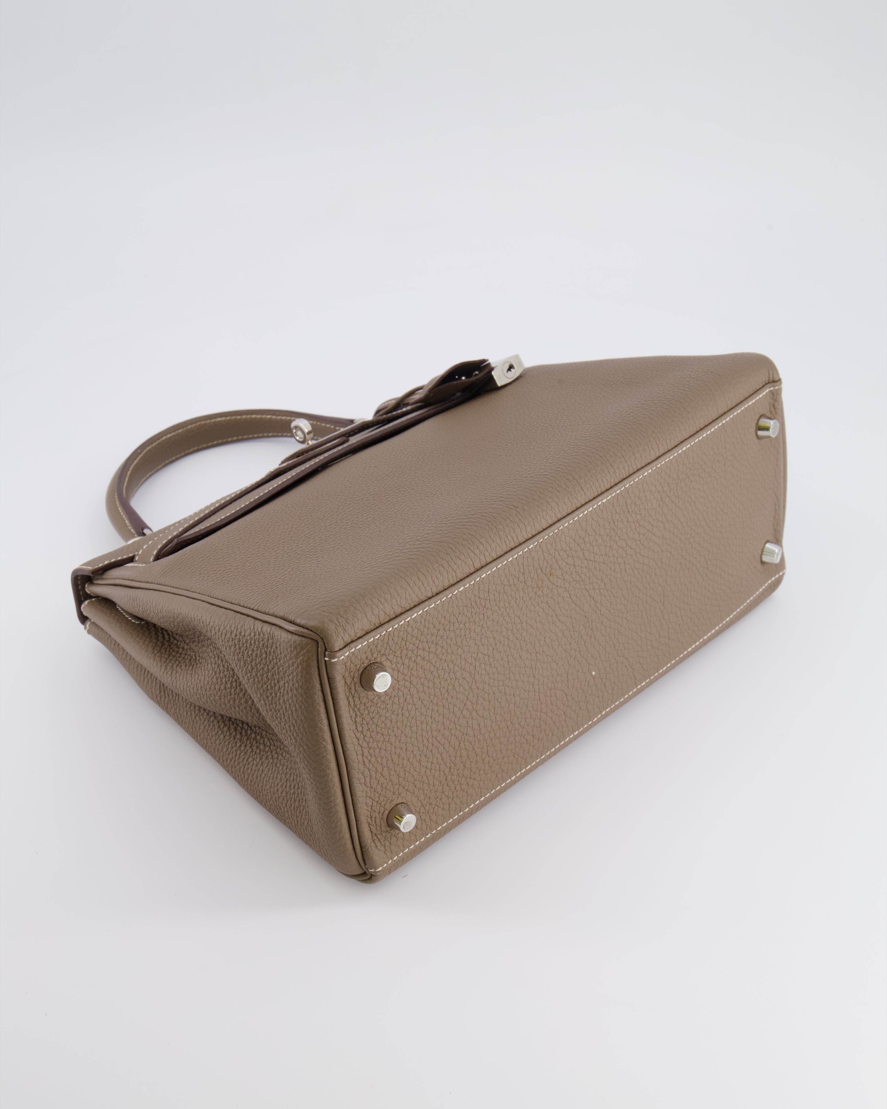 *FIRE PRICE* Hermès Kelly 28 Retourne Bag in Etoupe Togo Leather with Palladium Hardware