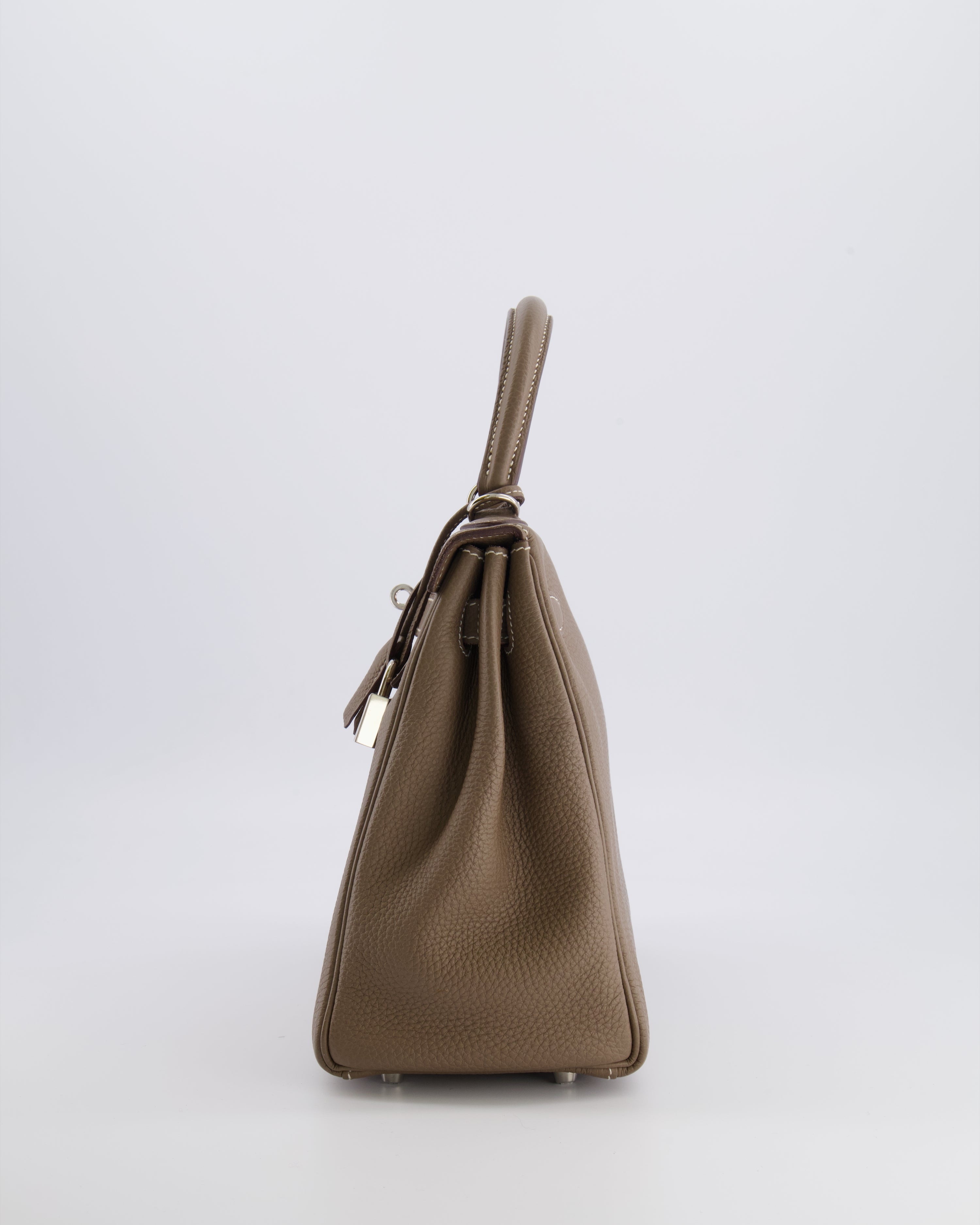 *FIRE PRICE* Hermès Kelly 28 Retourne Bag in Etoupe Togo Leather with Palladium Hardware