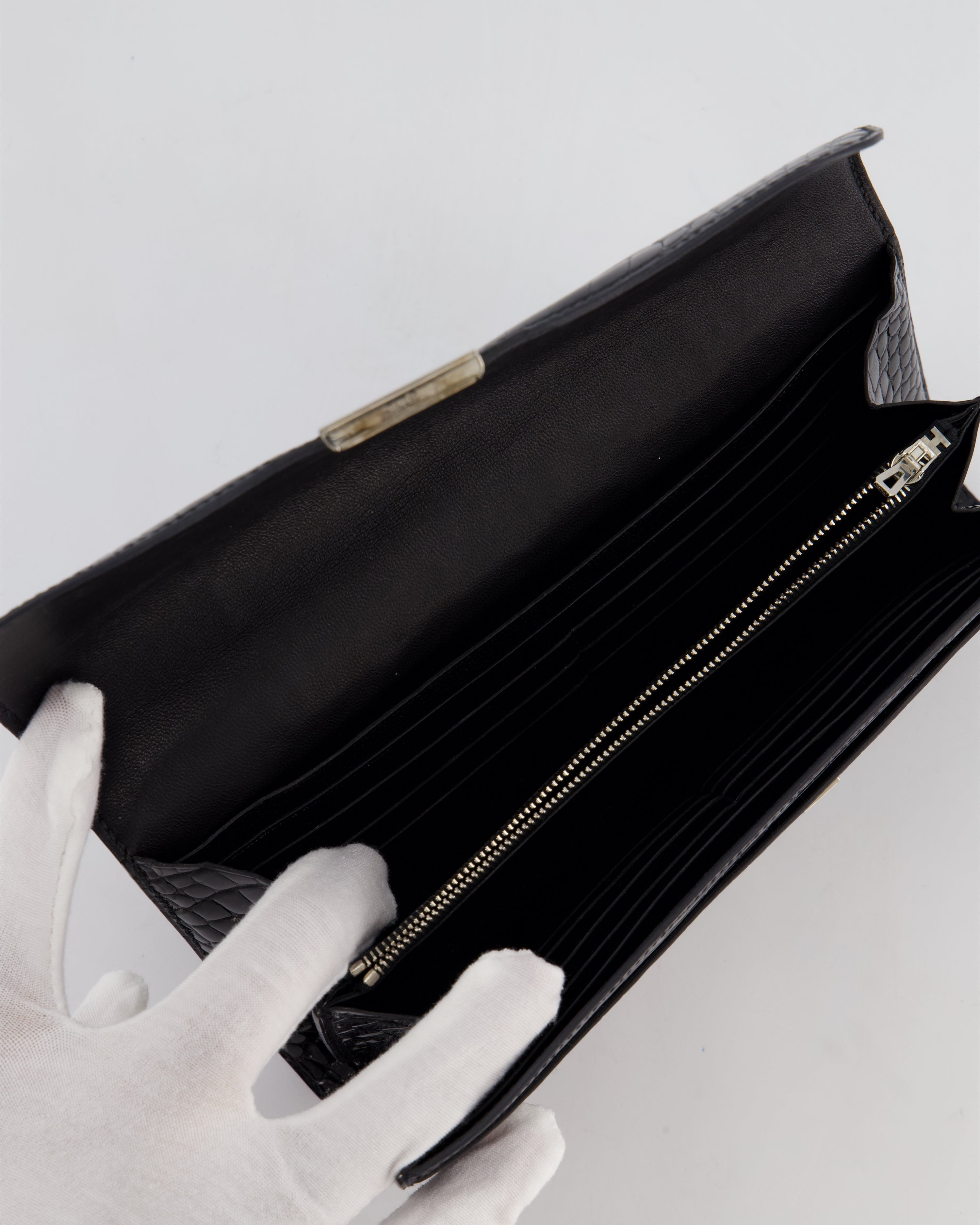 Hermès Constance Wallet in Noir Alligator with Palladium Hardware